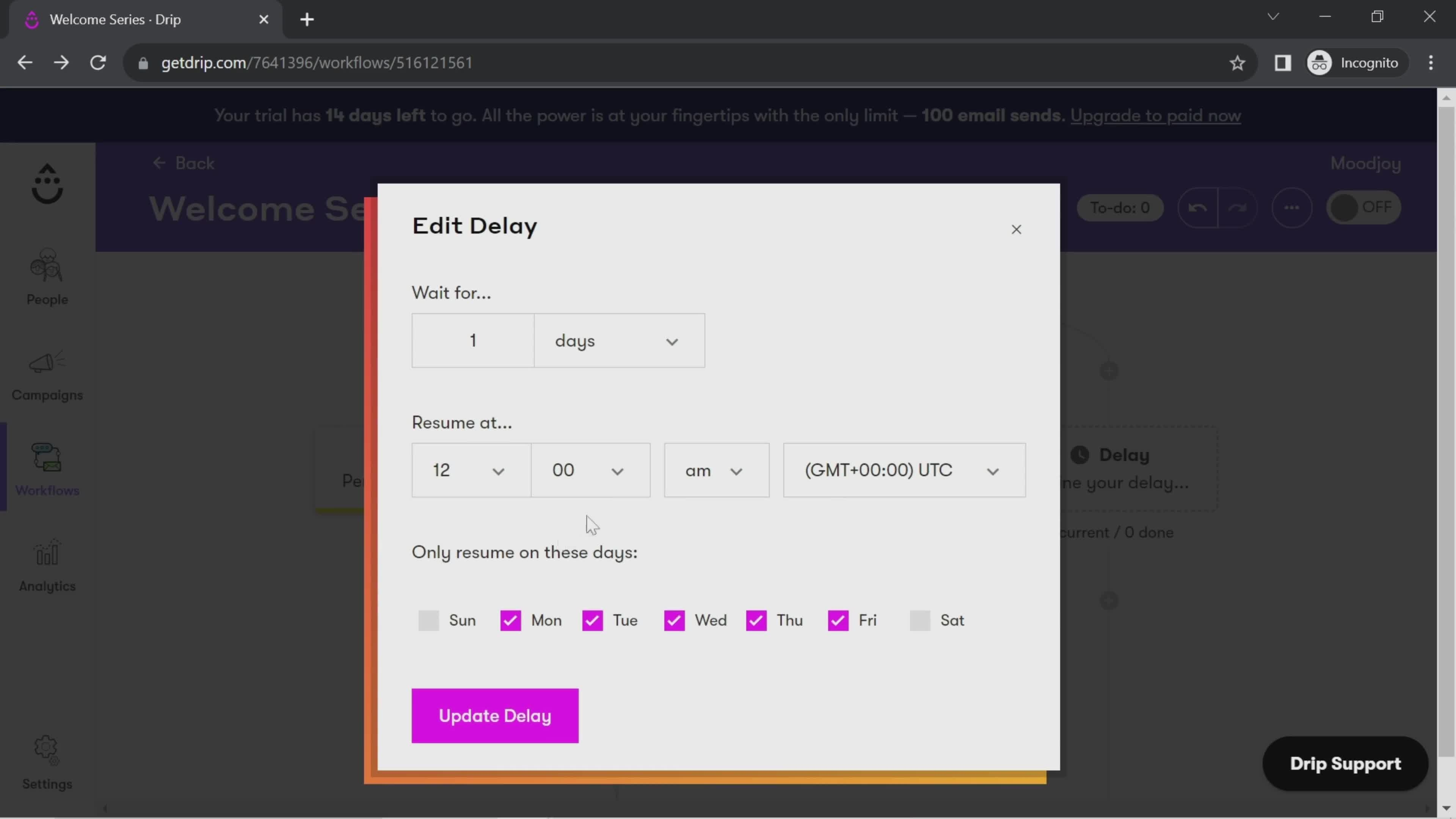 Creating an automation workflow screenshot