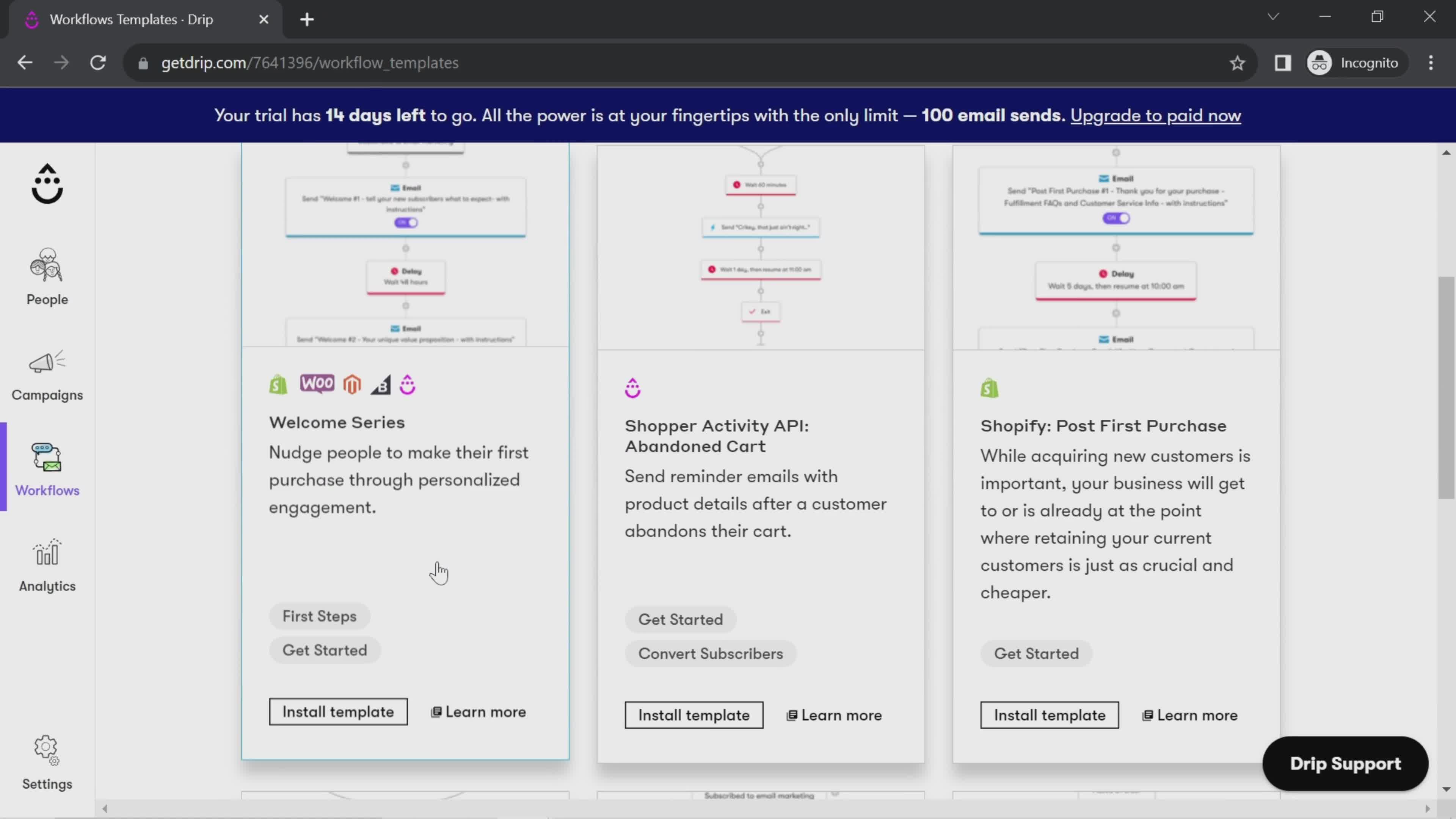 Creating an automation workflow screenshot