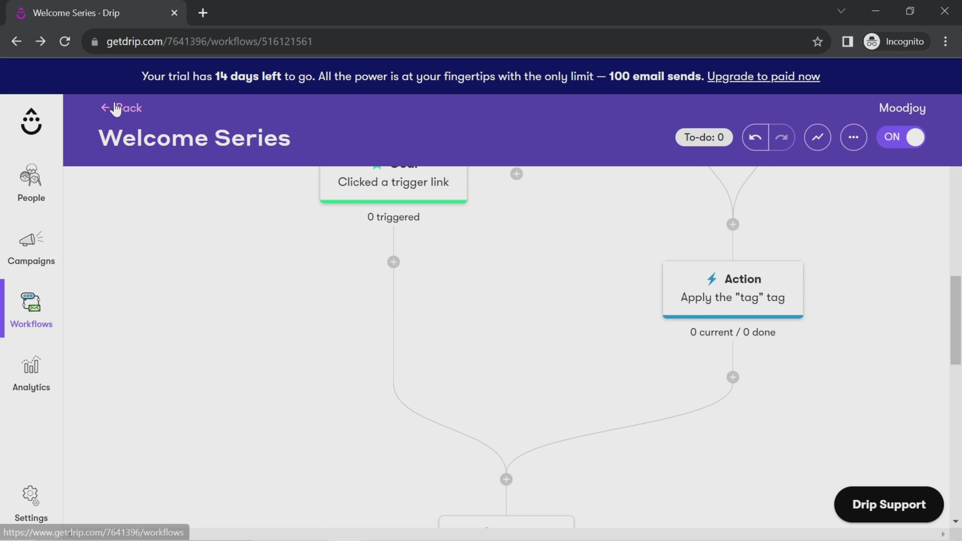 Creating an automation workflow screenshot