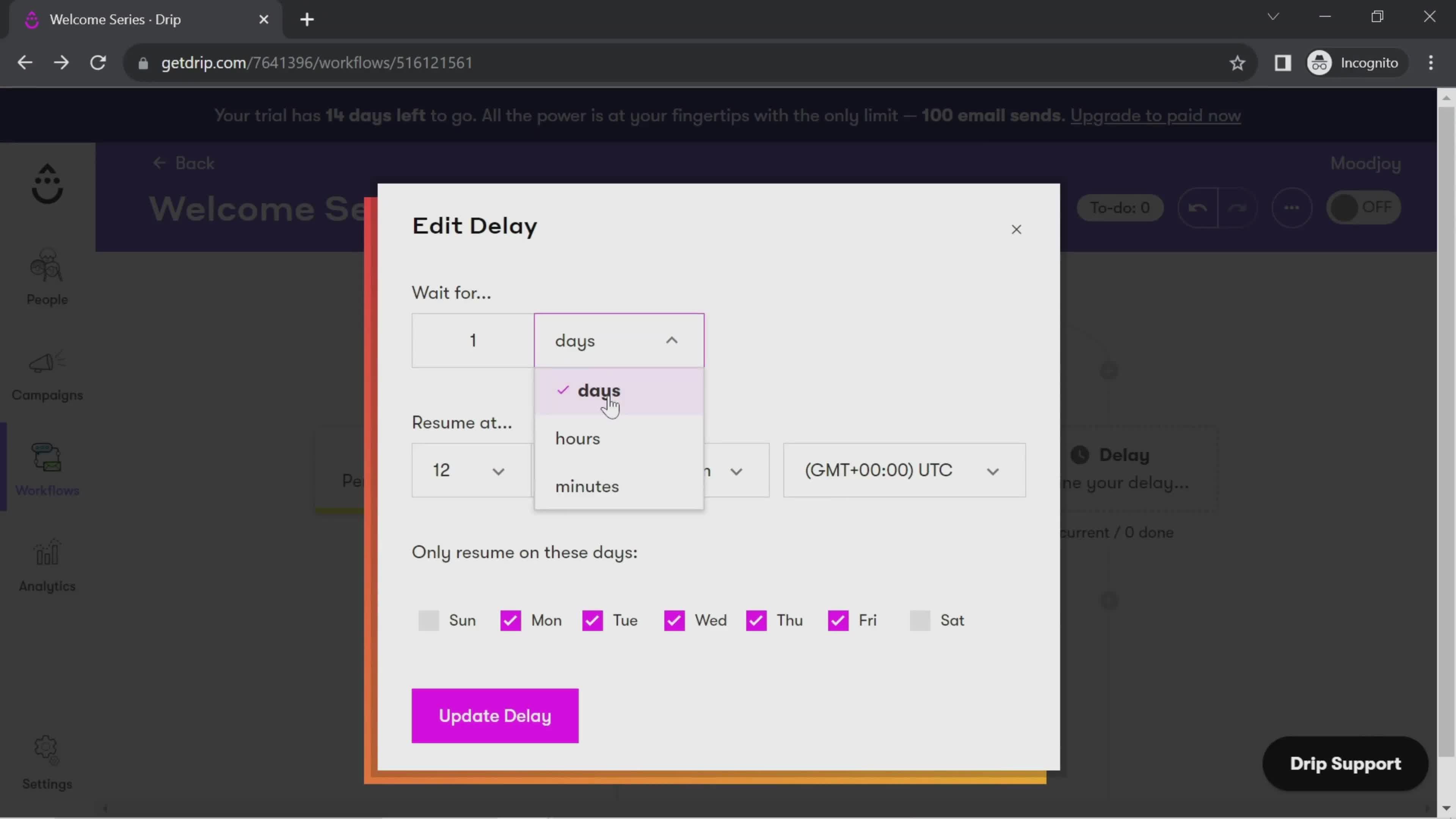 Creating an automation workflow screenshot