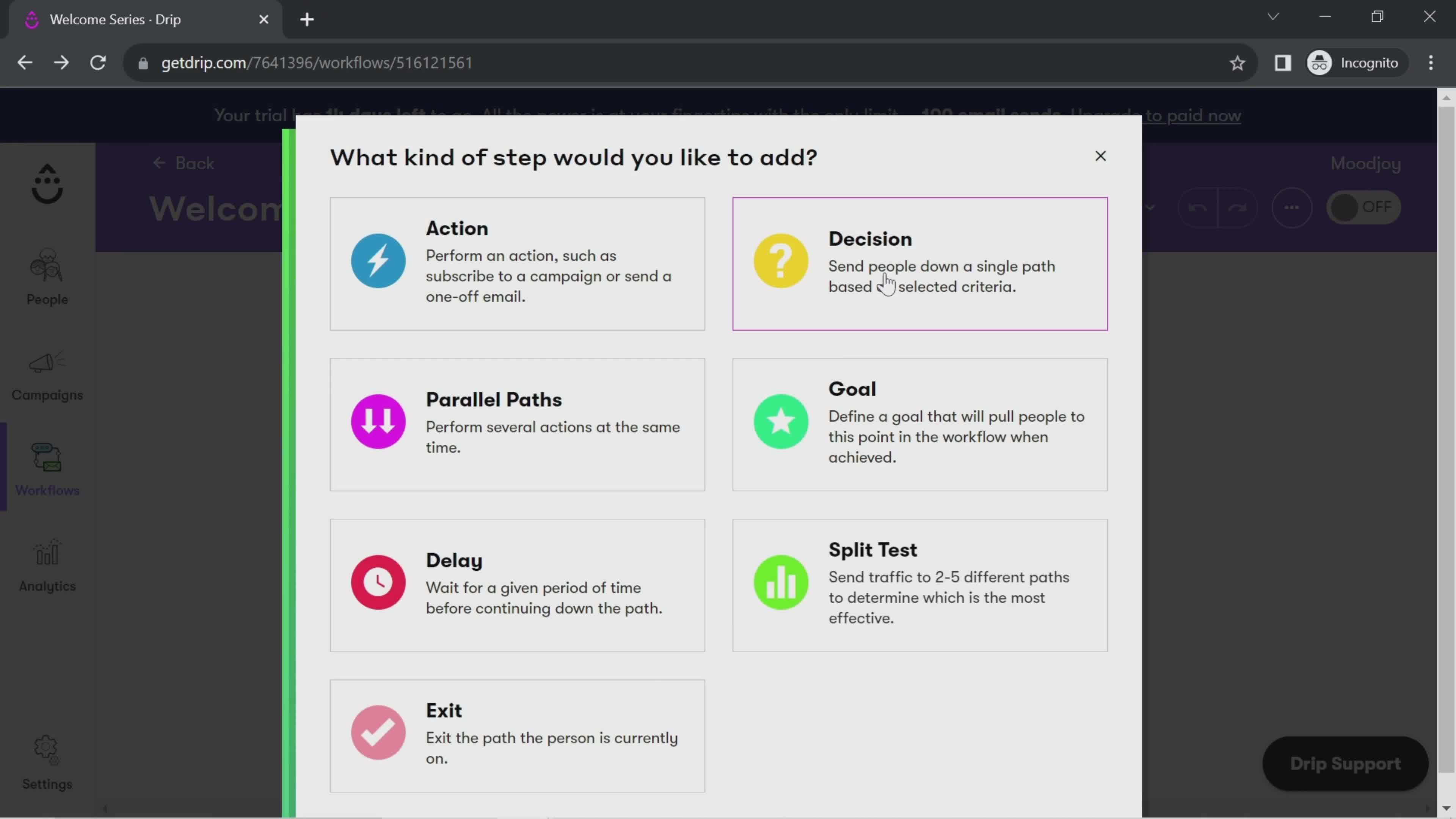 Creating an automation workflow screenshot