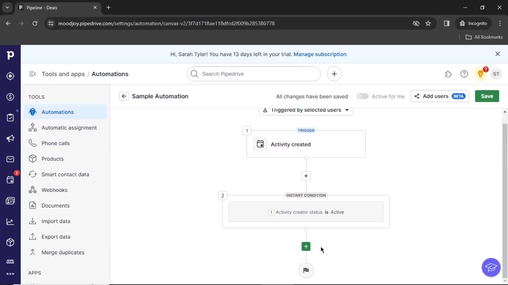 Creating an automation workflow on Pipedrive video thumbnail