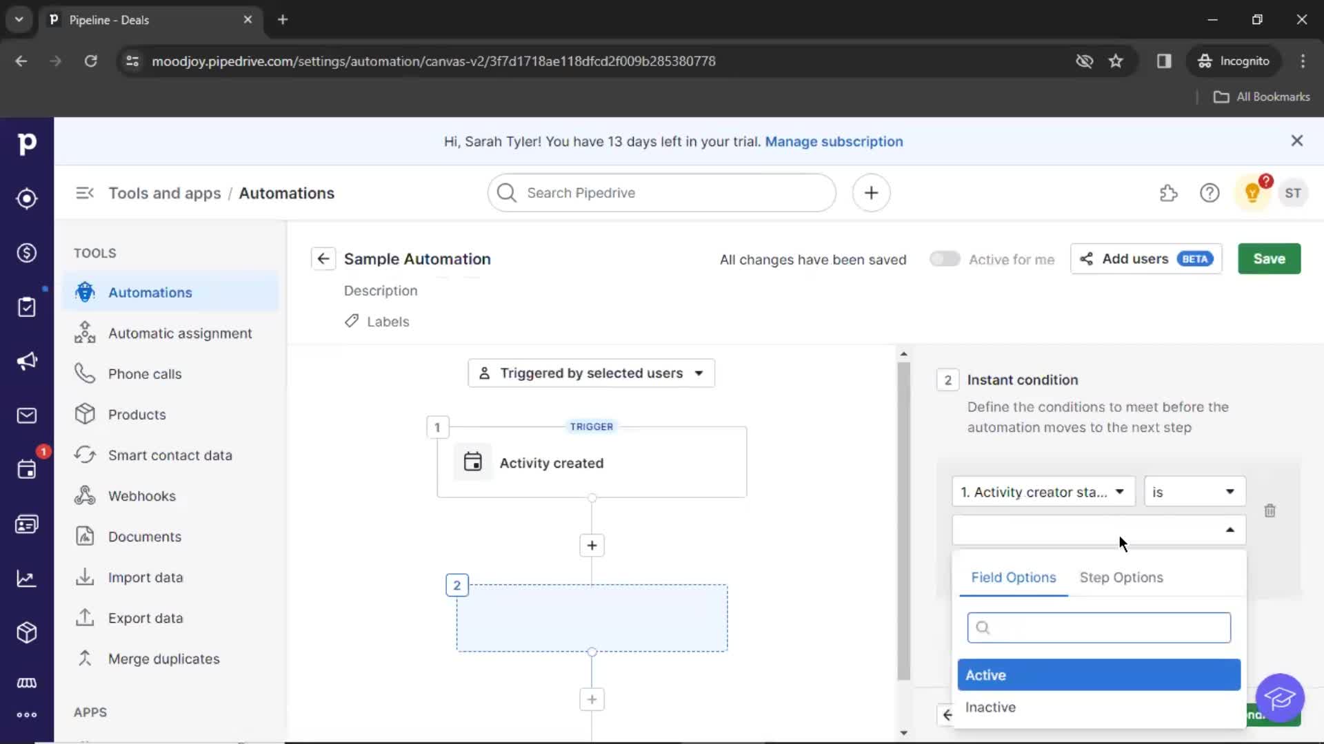 Creating an automation workflow on Pipedrive video thumbnail