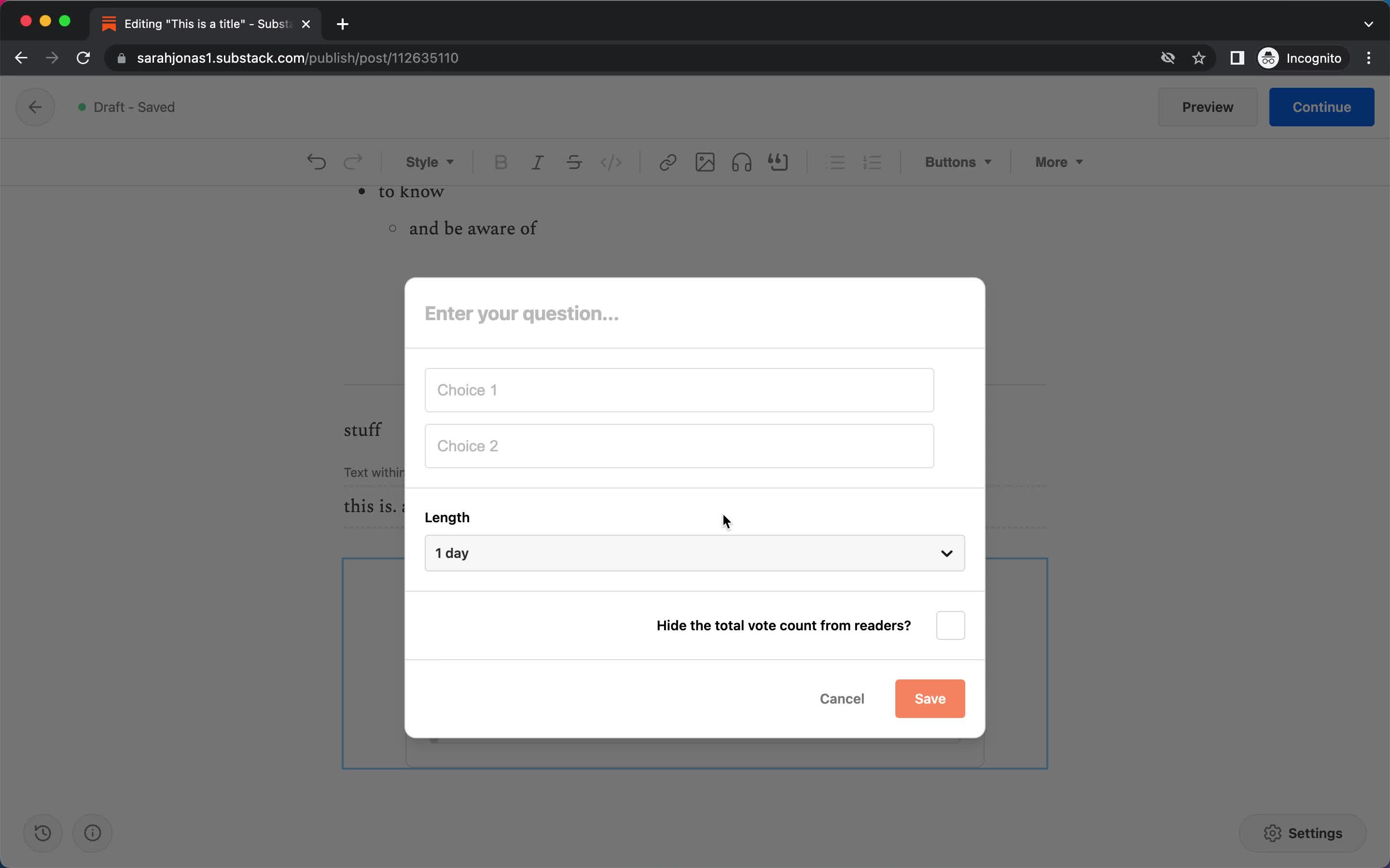 Creating an email campaign screenshot