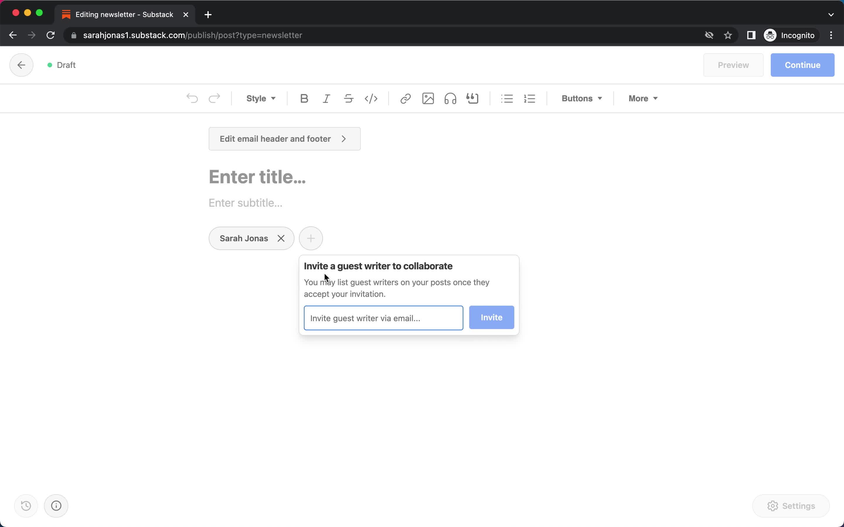 Creating an email campaign screenshot