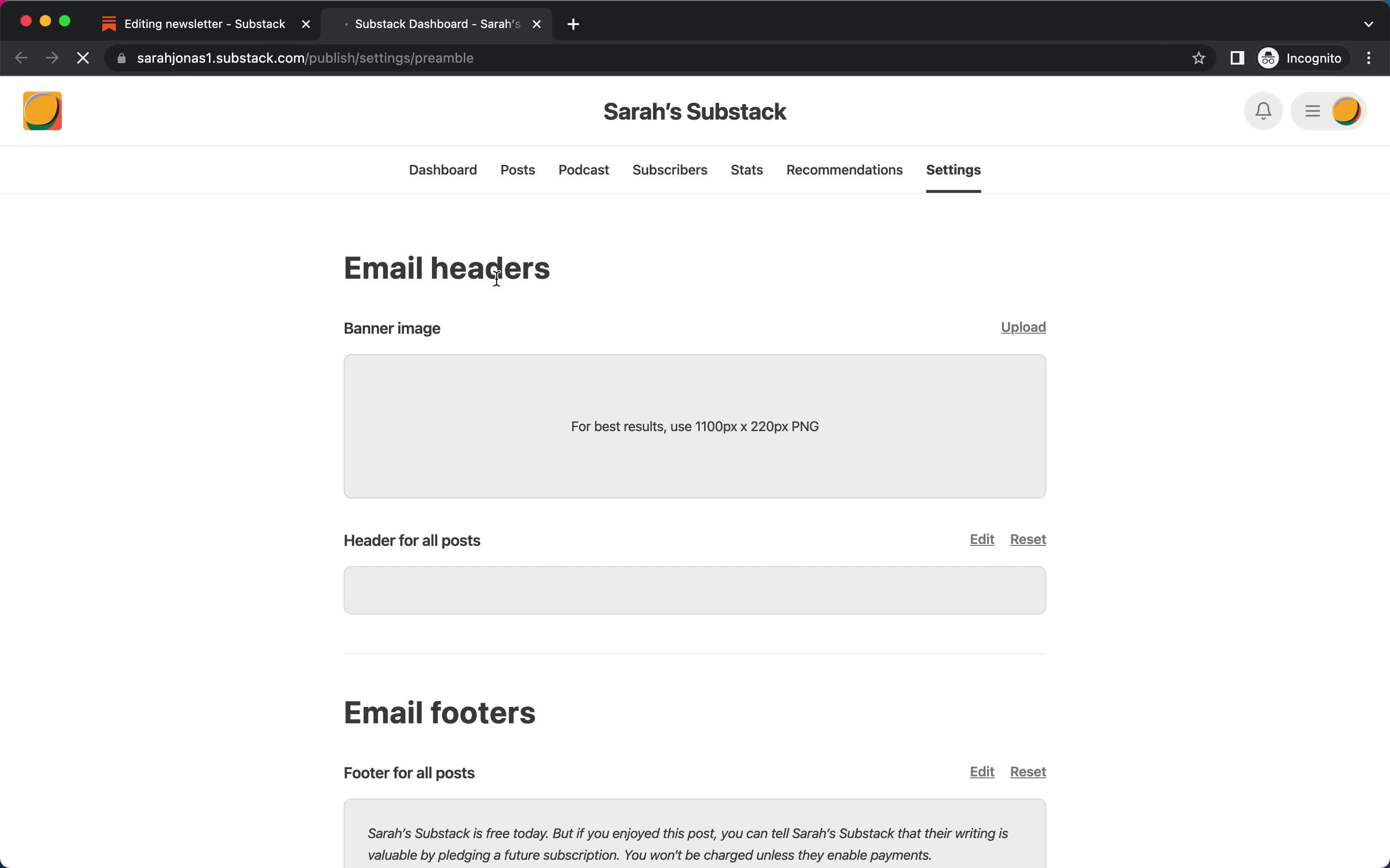 Creating an email campaign screenshot