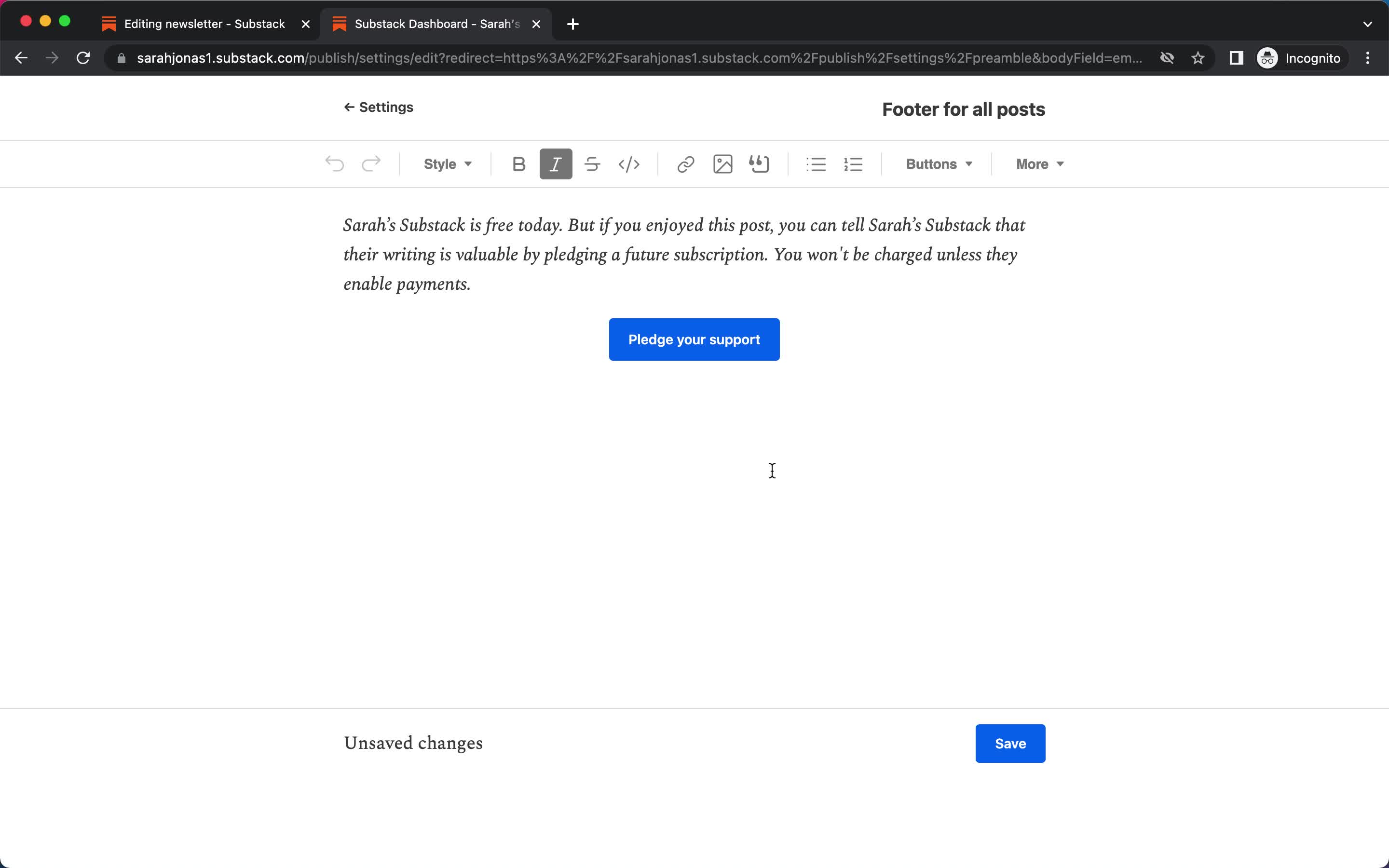 Creating an email campaign screenshot