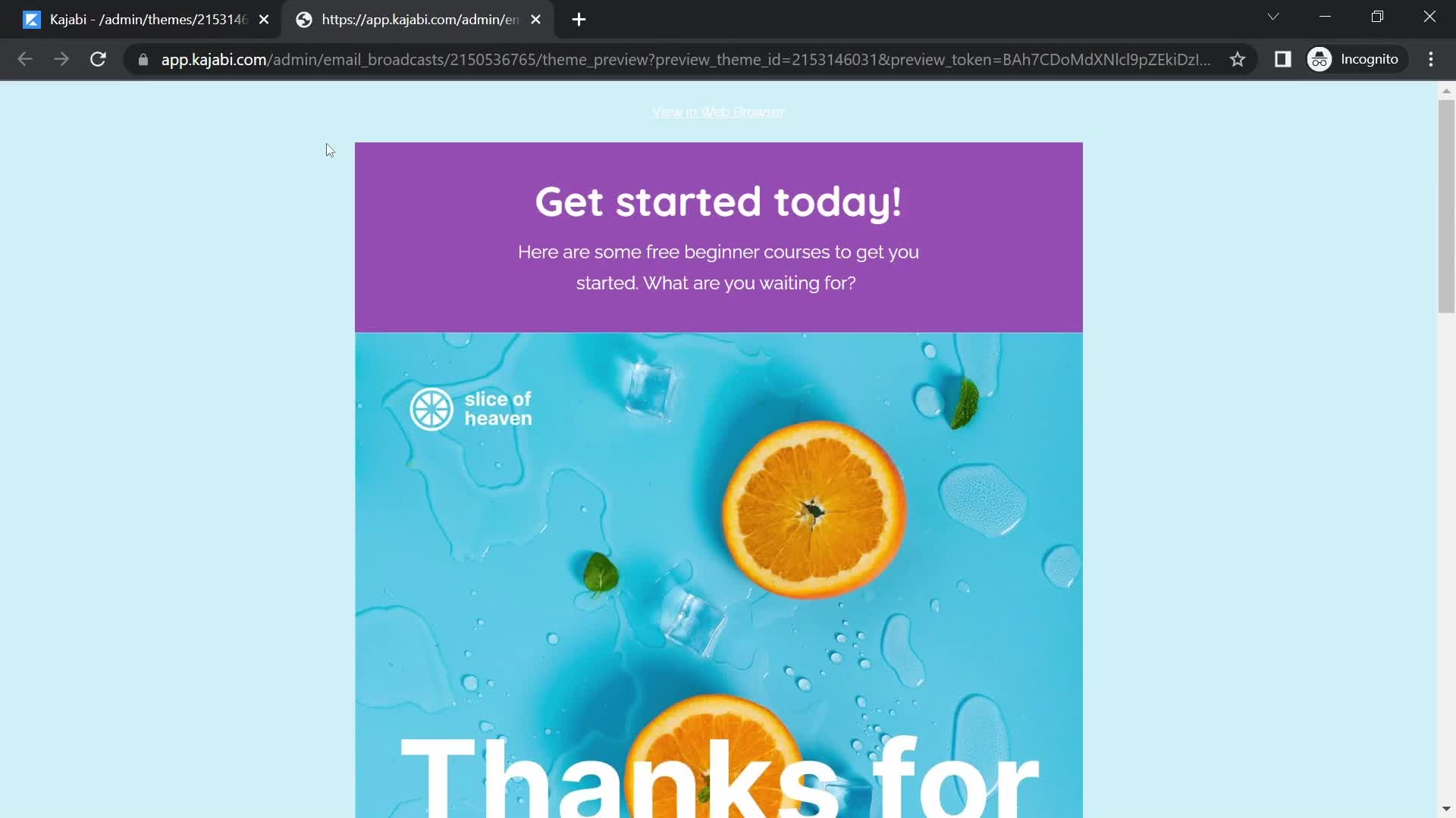 Creating an email campaign screenshot