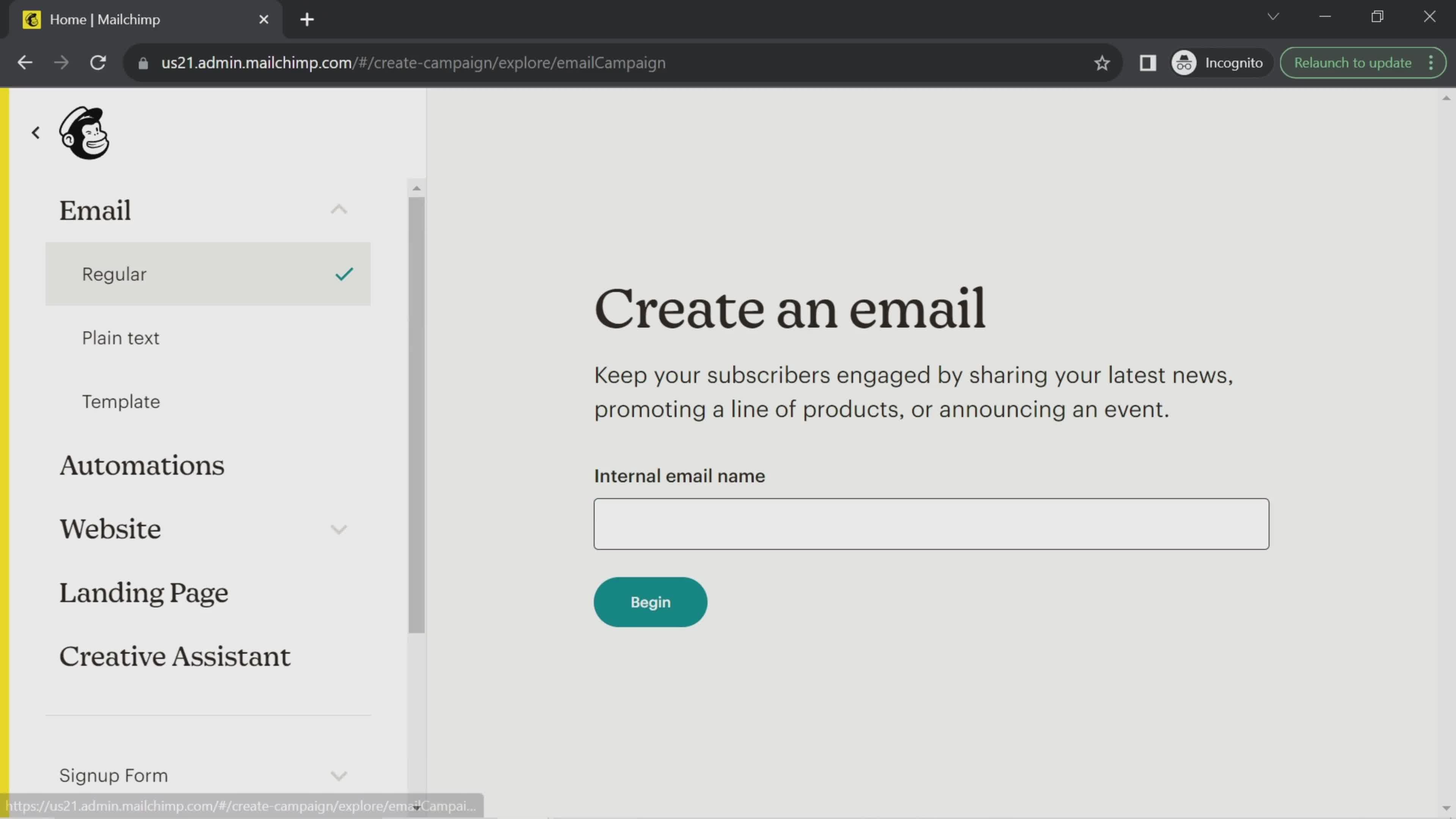 Creating an email campaign on Mailchimp video thumbnail