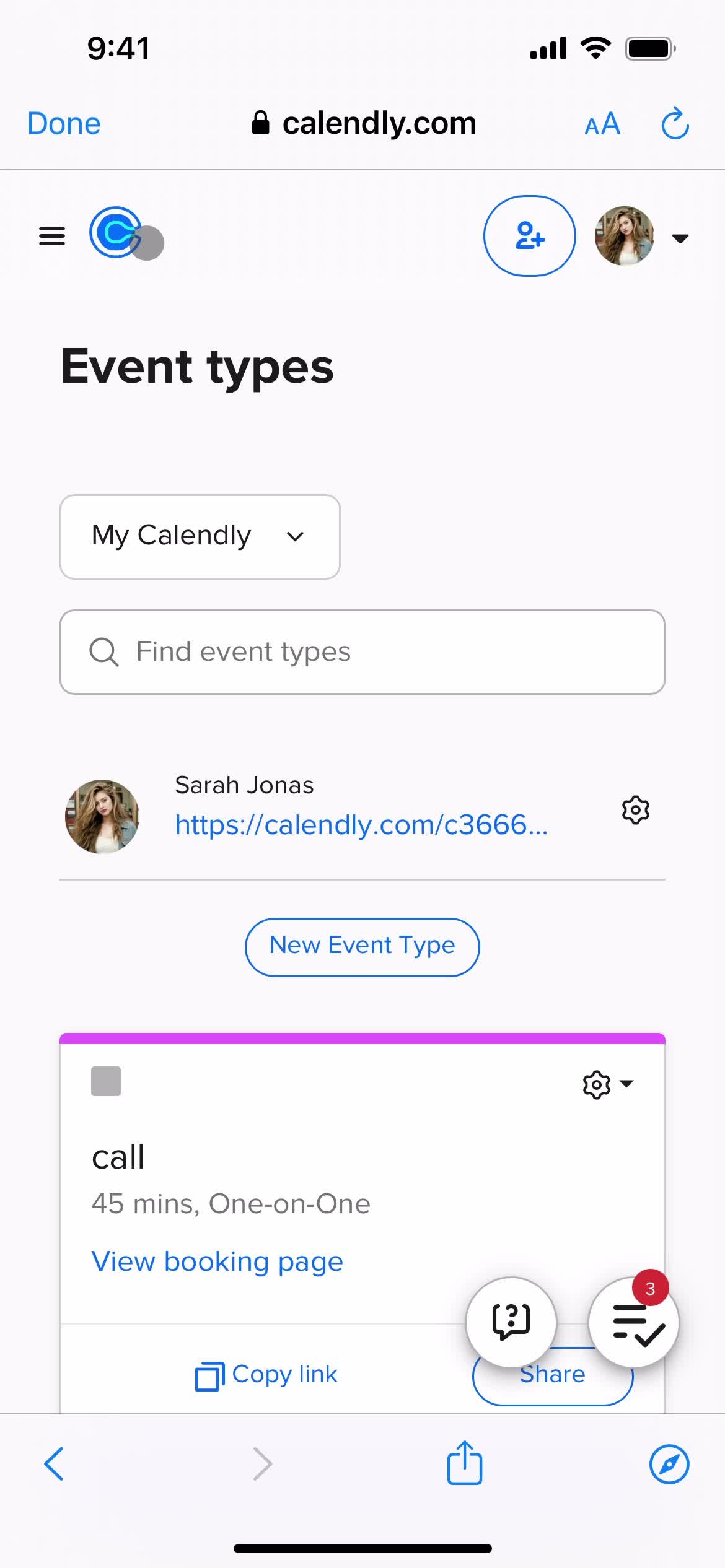 Creating an event type screenshot