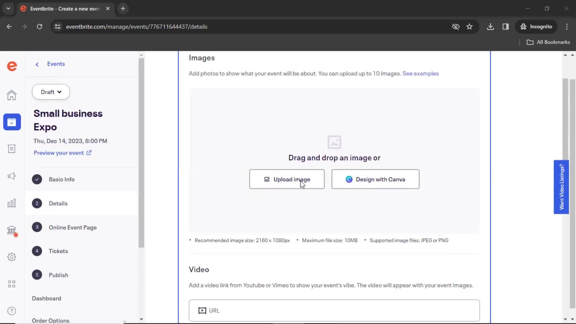 Creating an event on Eventbrite video thumbnail