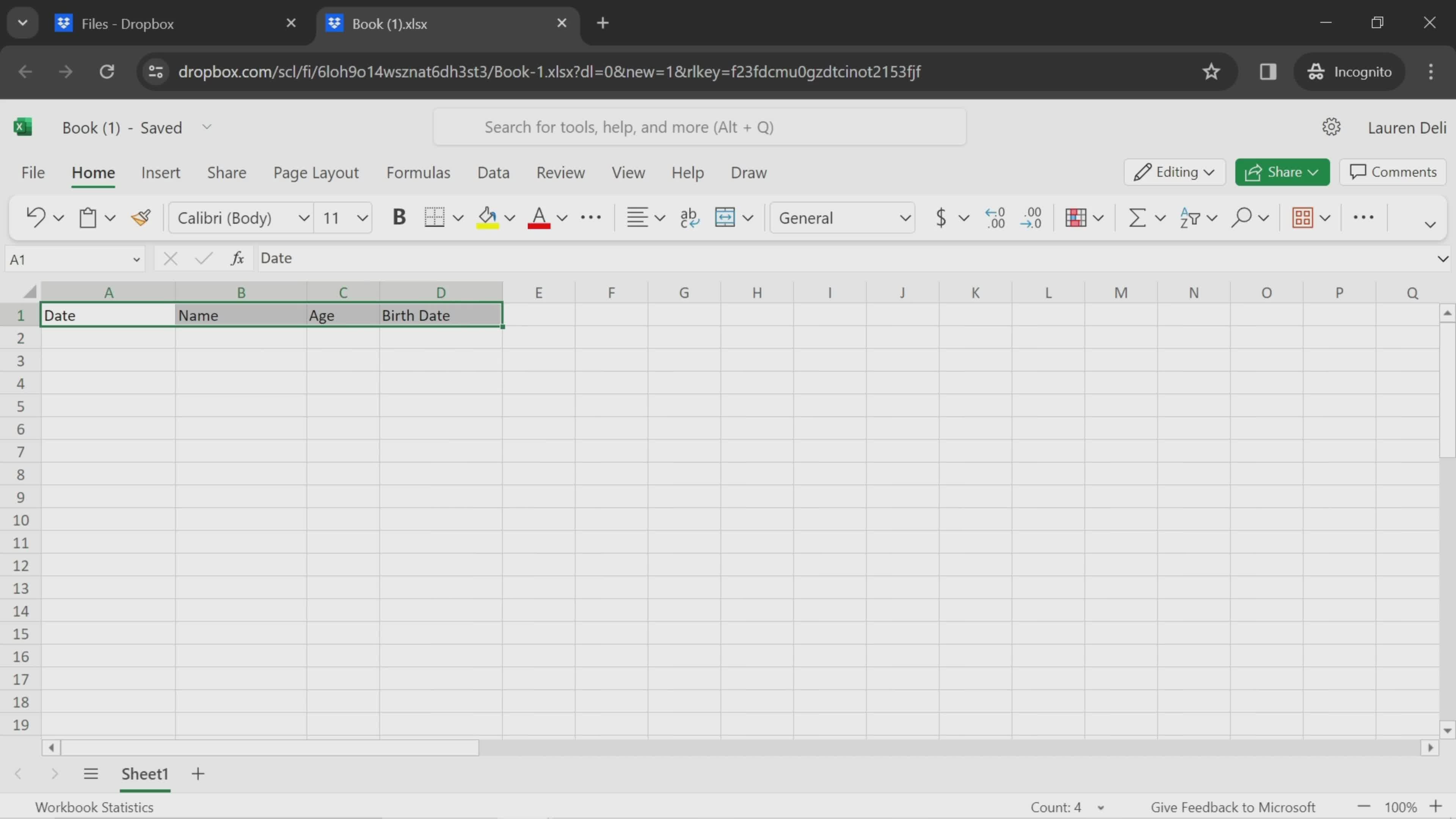 Creating an excel spreadsheet on Dropbox video thumbnail