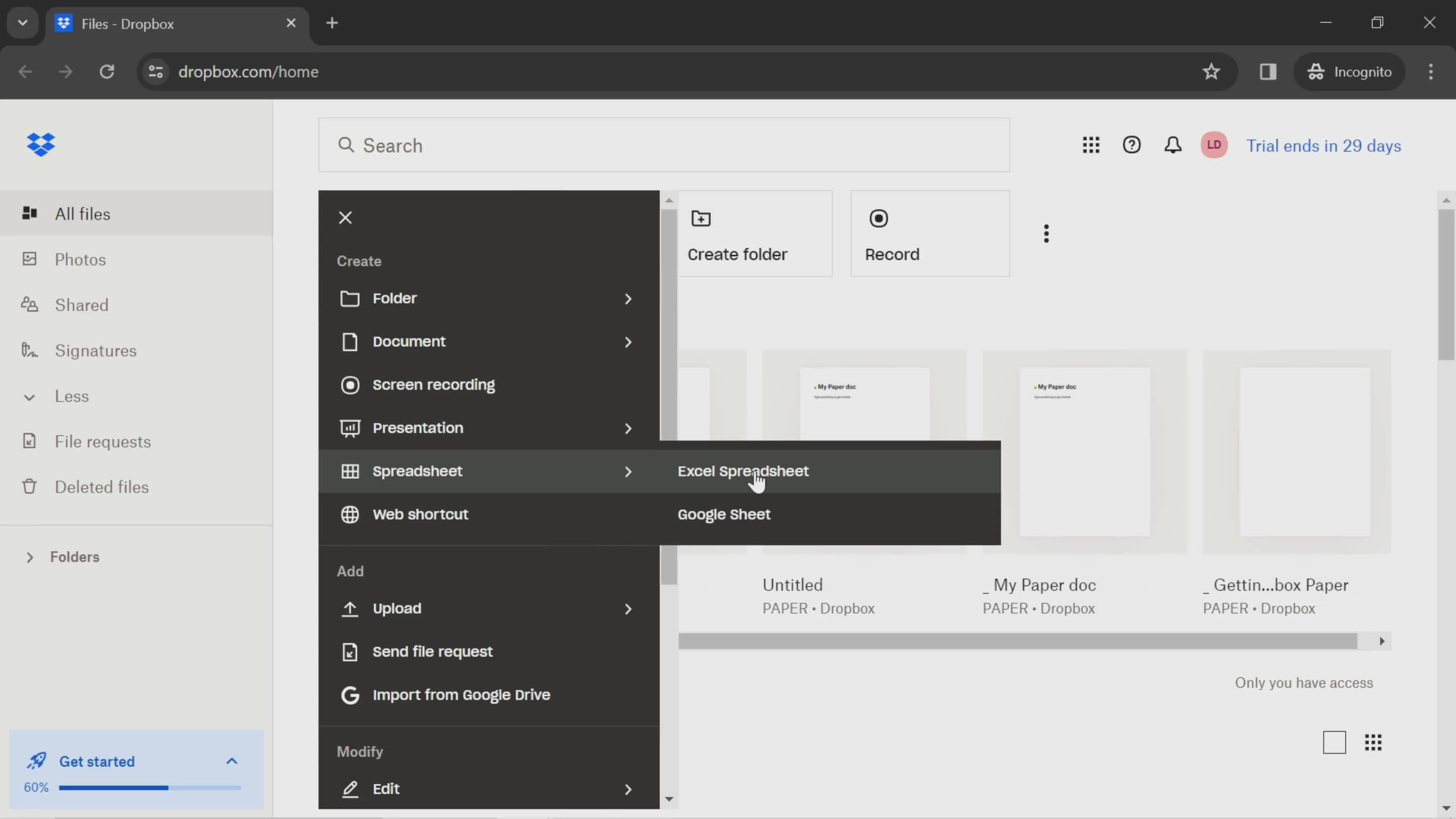 Creating an excel spreadsheet screenshot