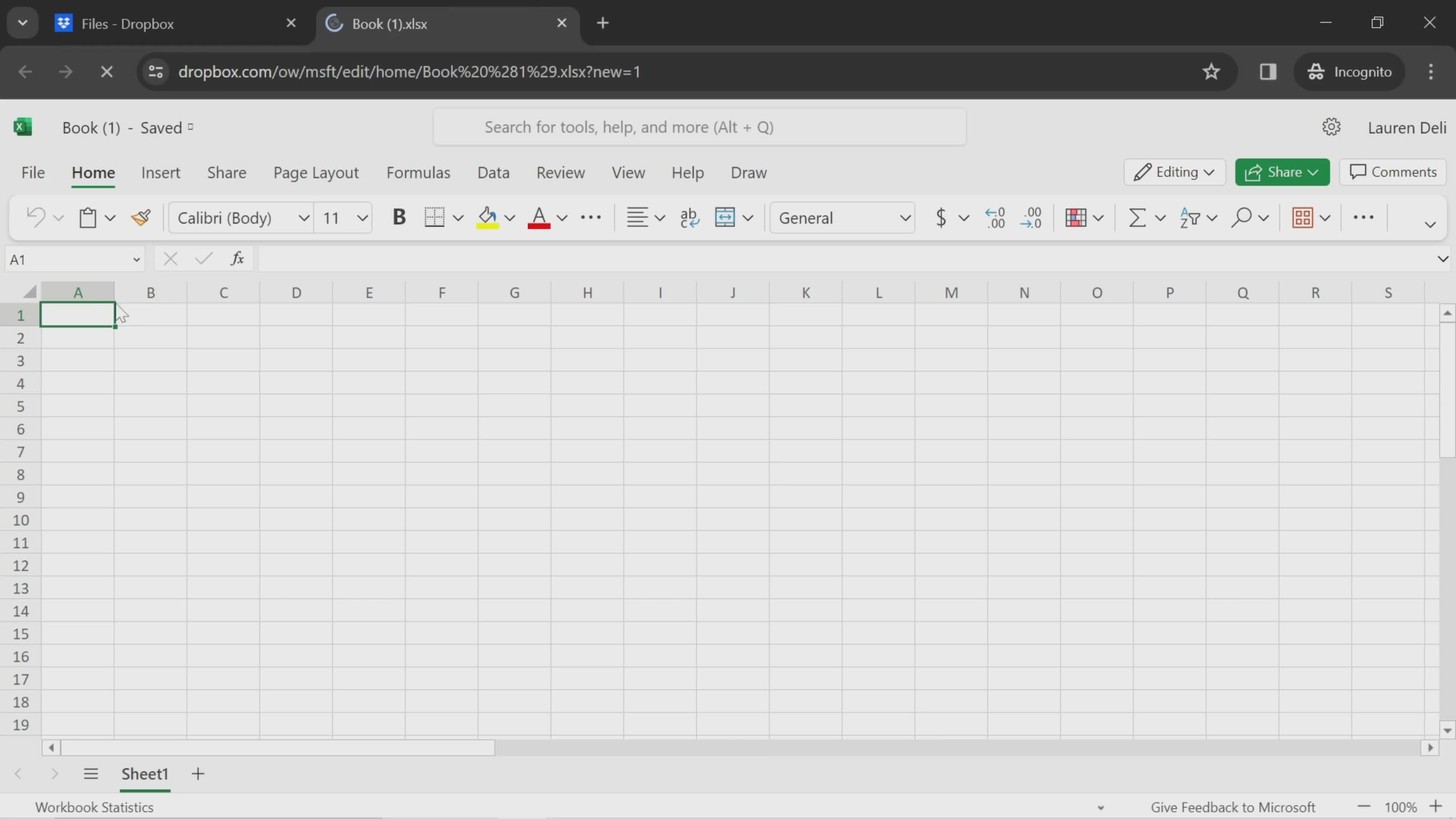 Creating an excel spreadsheet on Dropbox video thumbnail