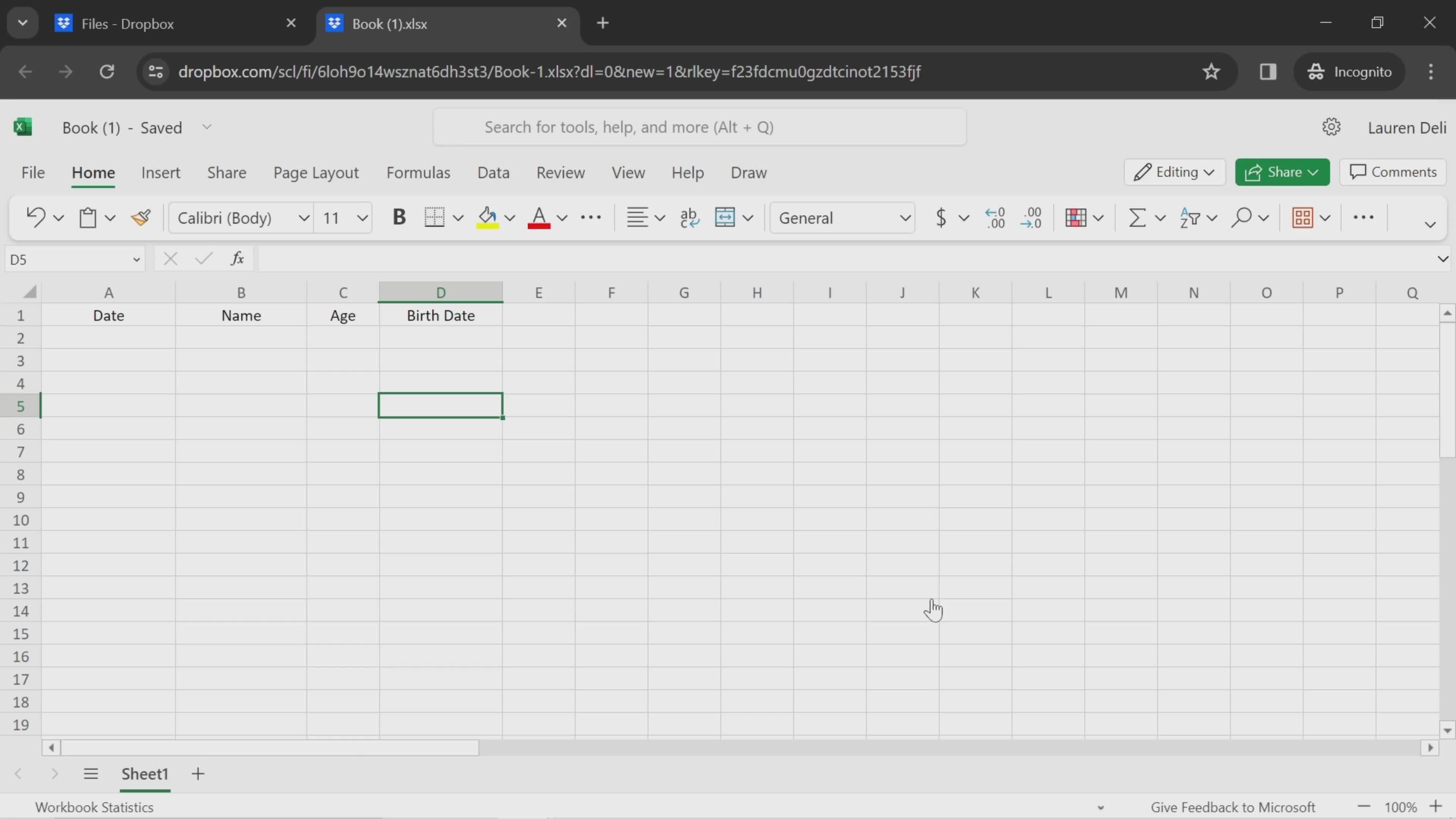 Creating an excel spreadsheet on Dropbox video thumbnail