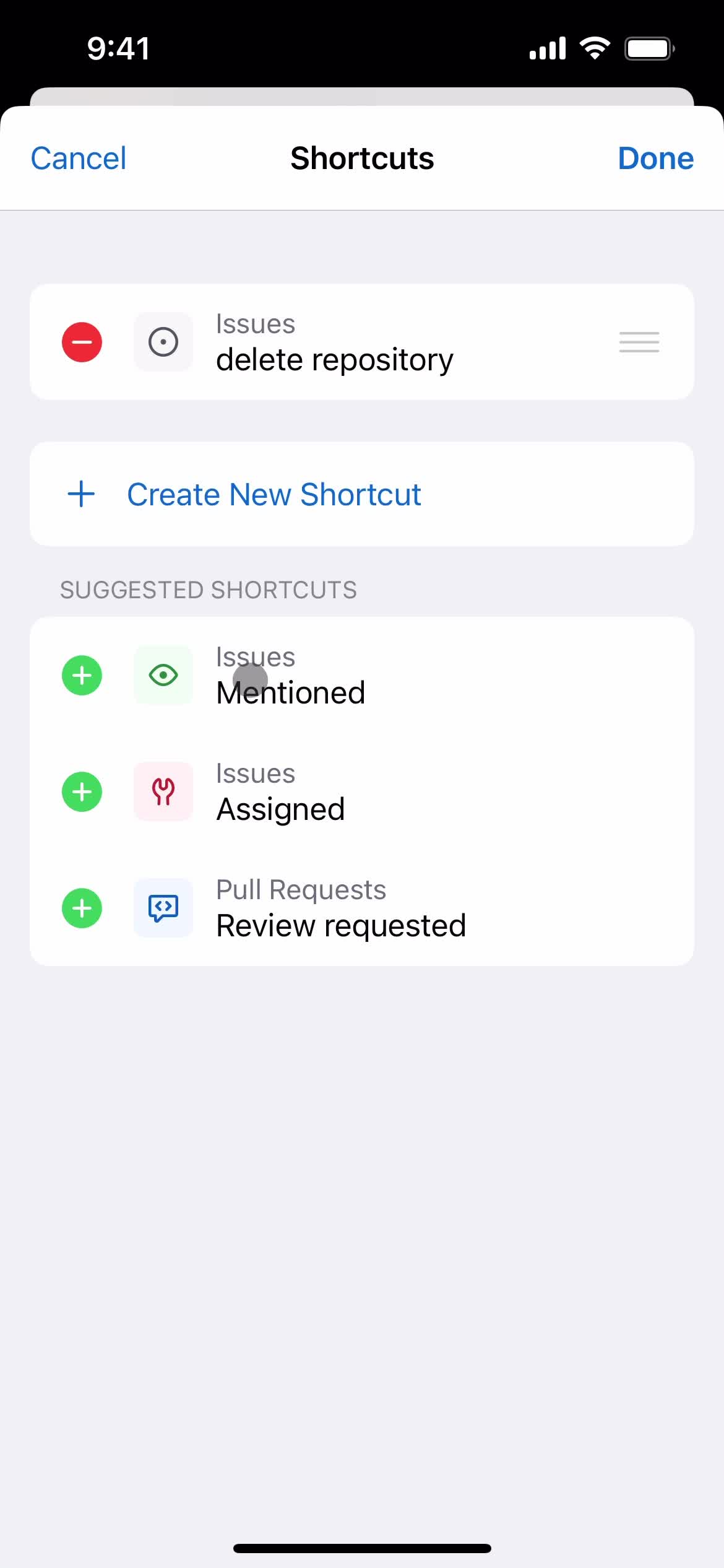 Creating shortcuts screenshot