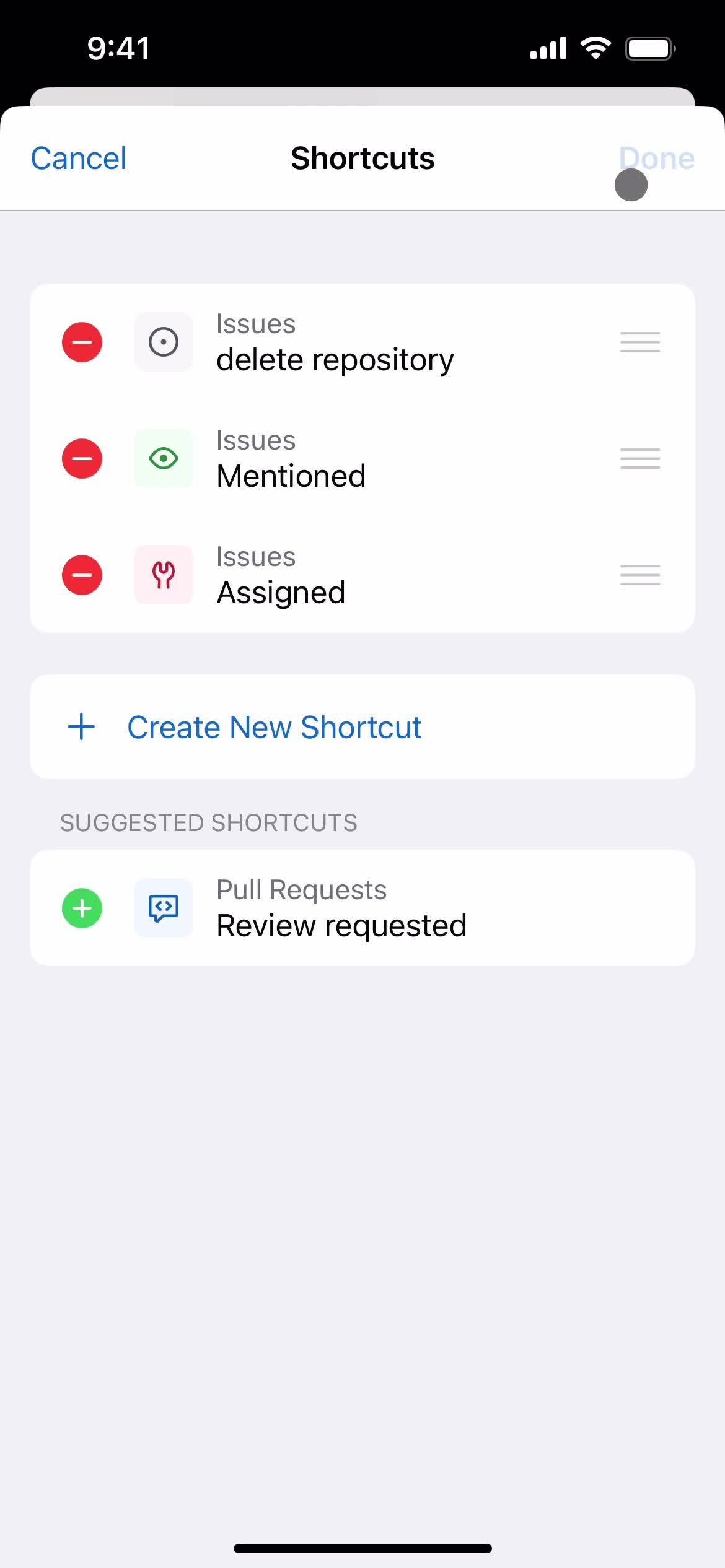 Creating shortcuts screenshot