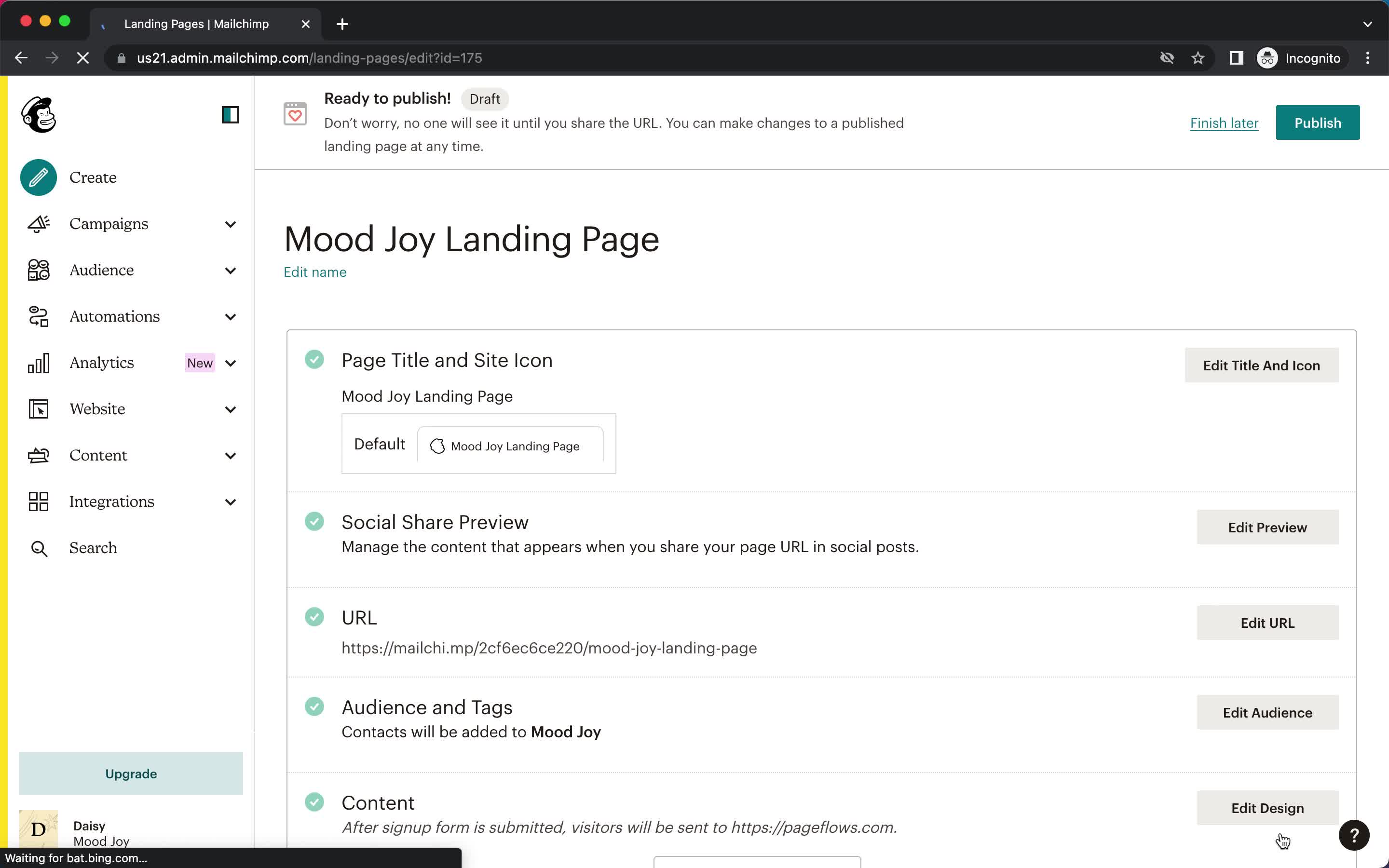 Creating a landing page screenshot