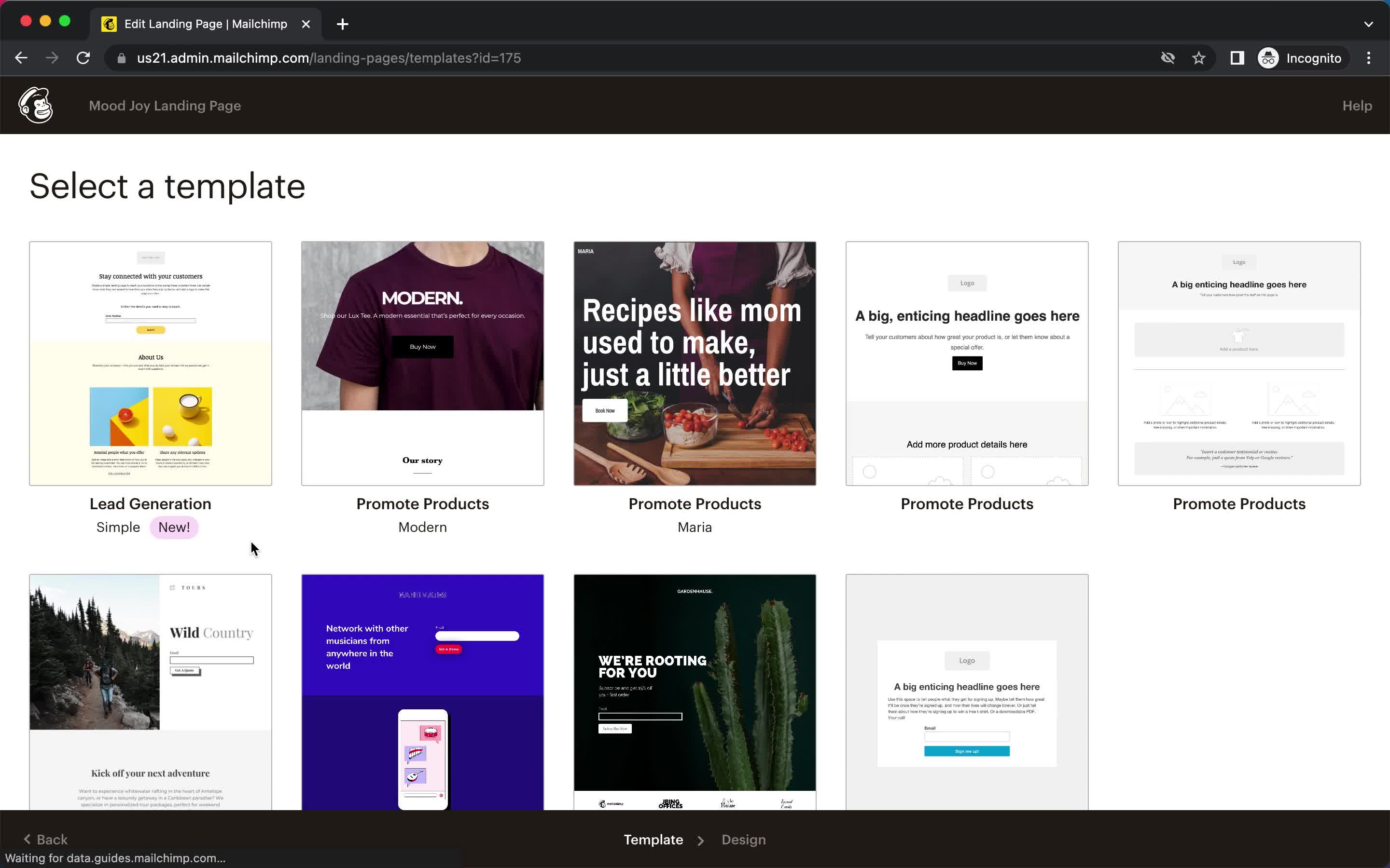 Creating a landing page screenshot