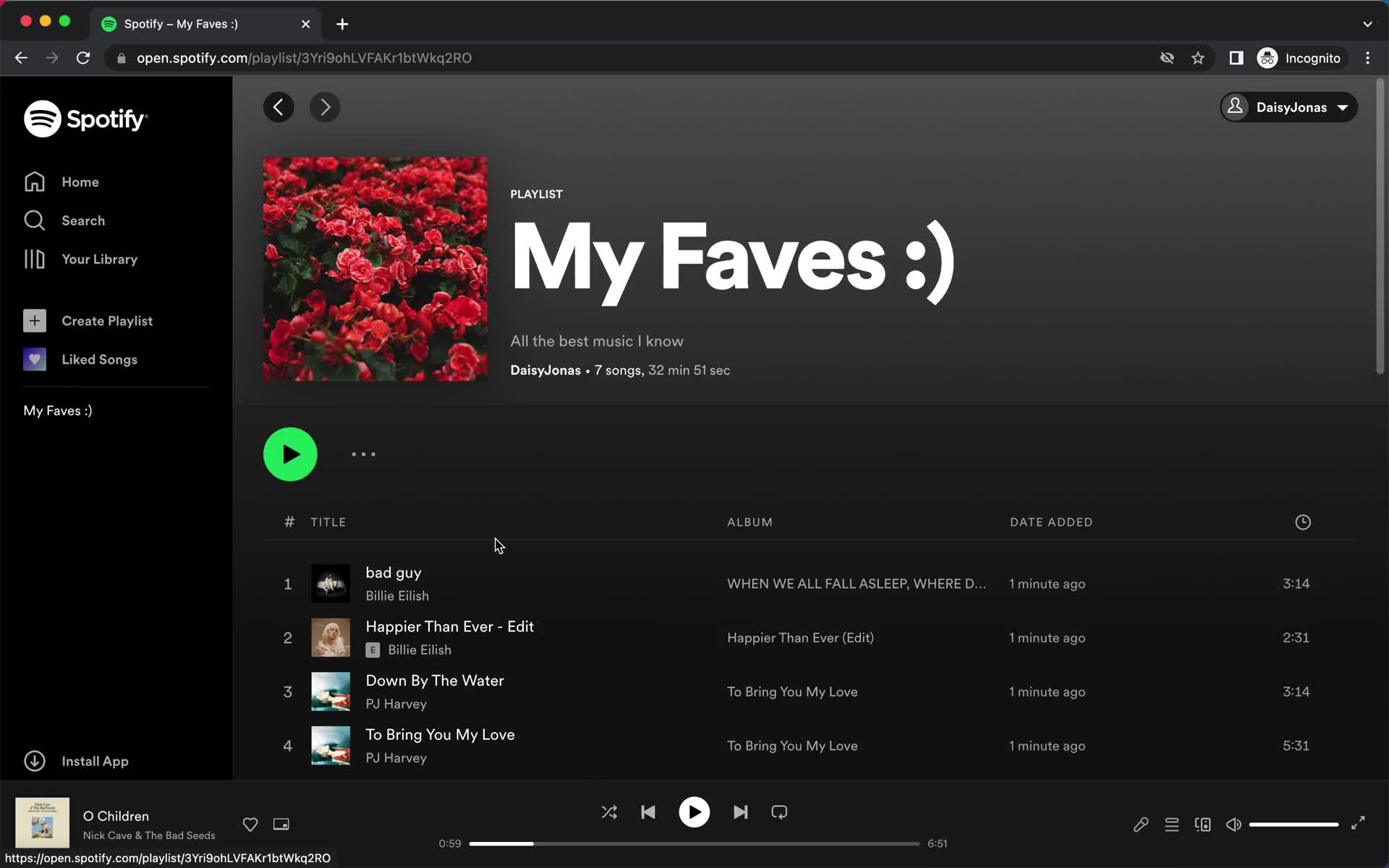 Creating a playlist screenshot