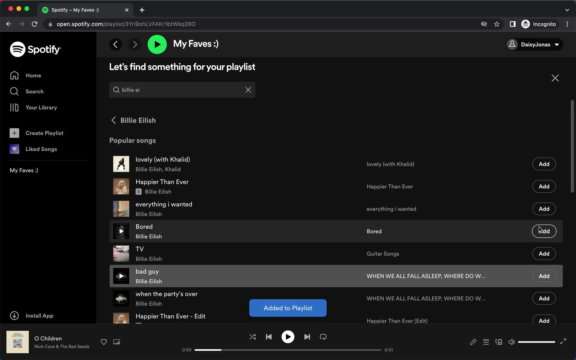 Creating a playlist screenshot