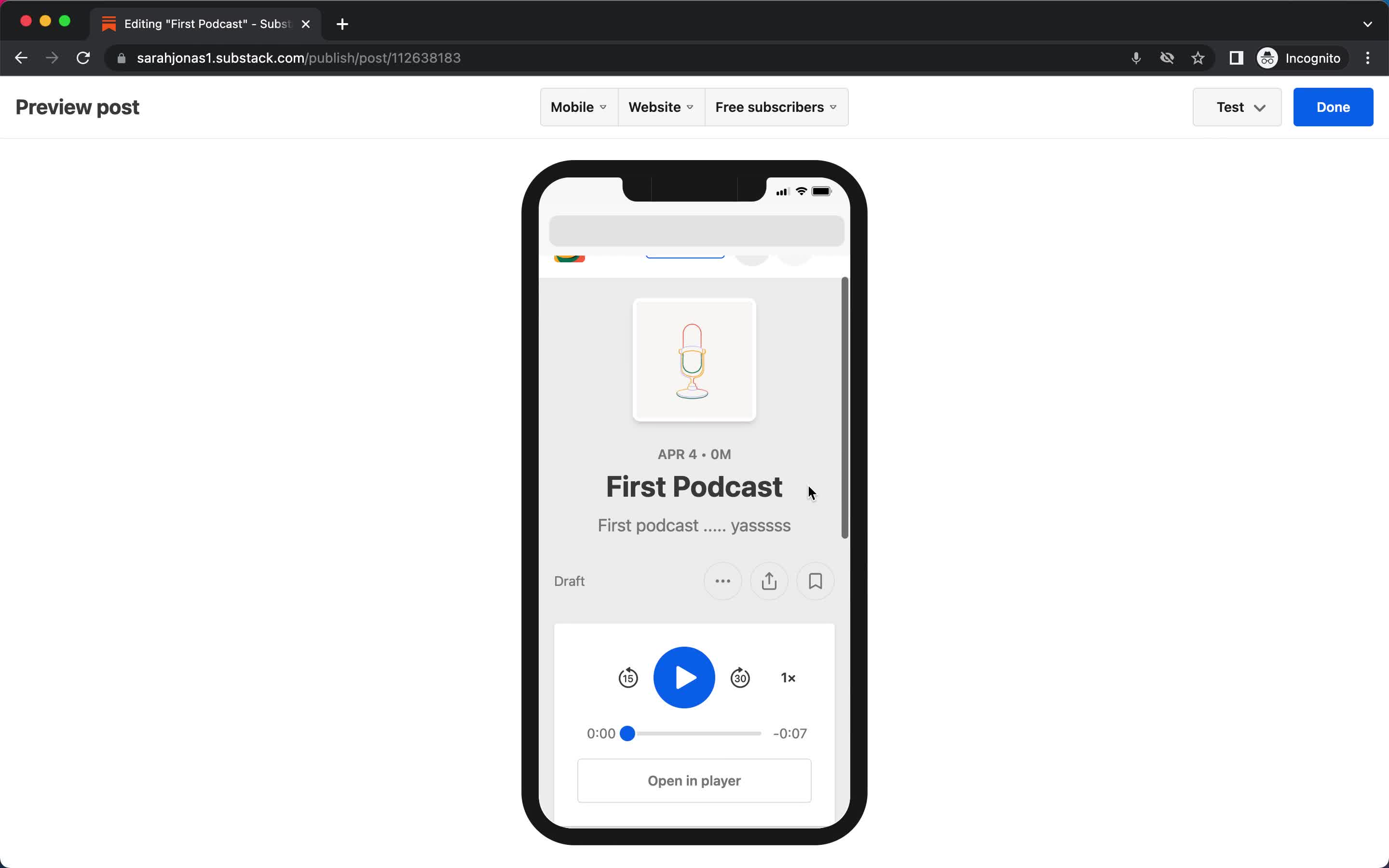 Creating a podcast screenshot