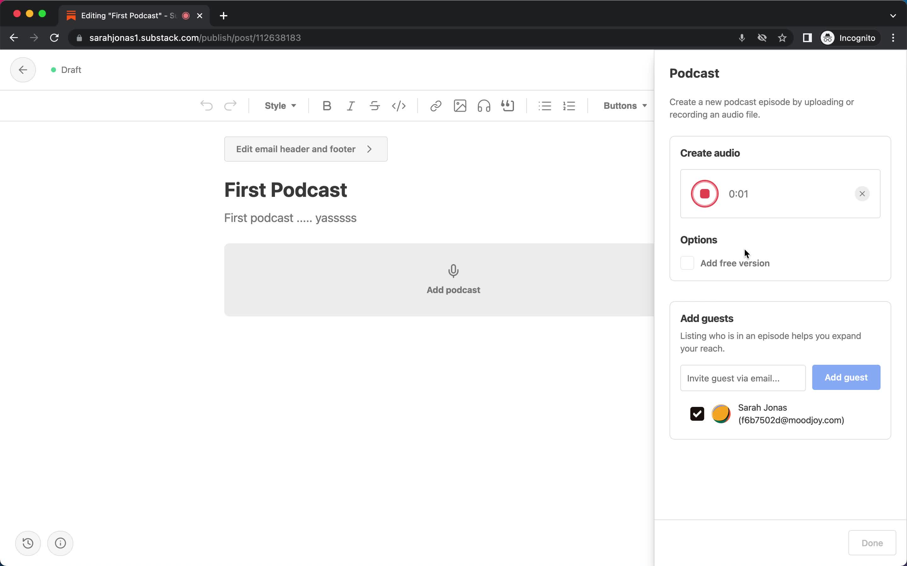 Creating a podcast screenshot