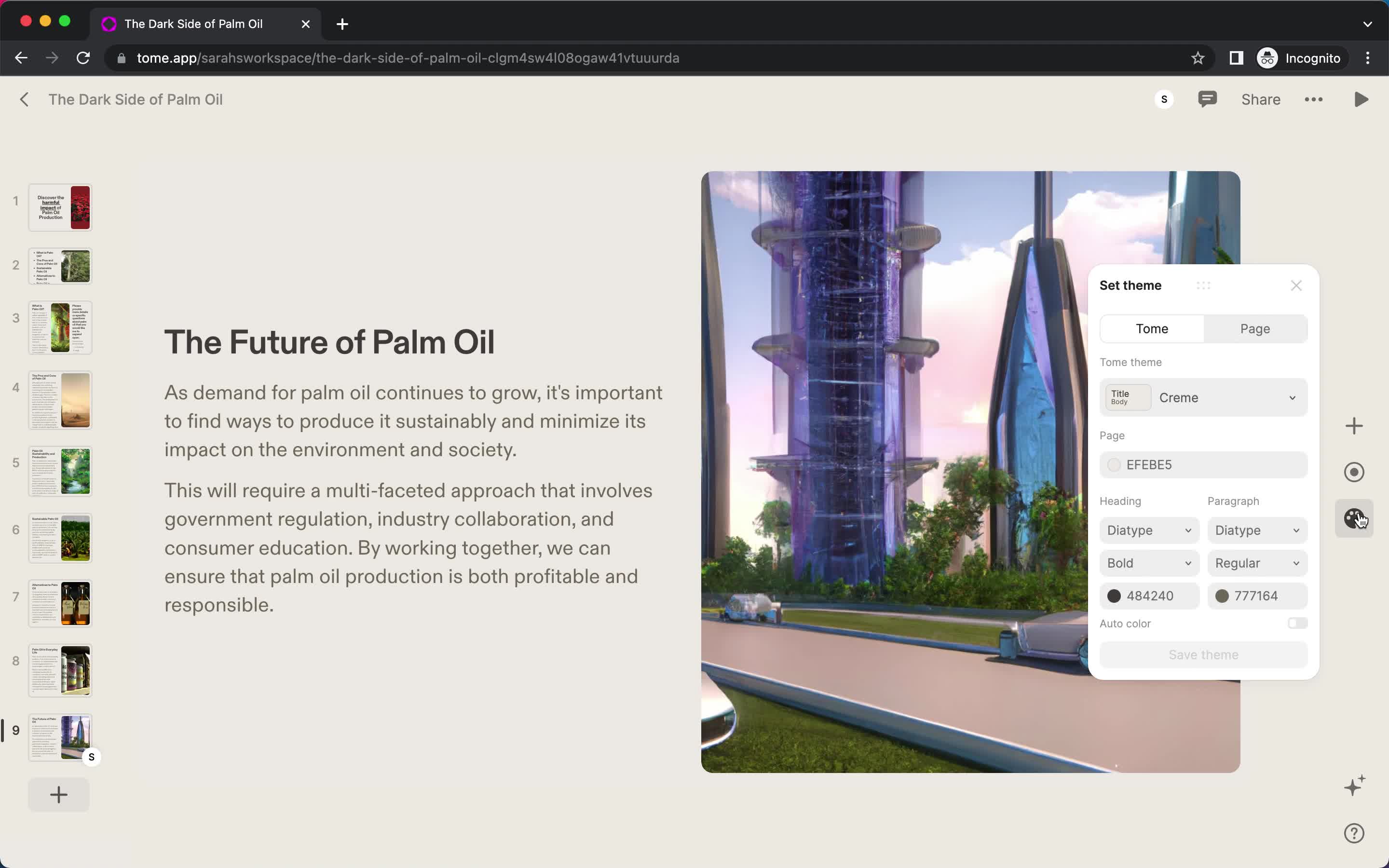 Creating a presentation screenshot