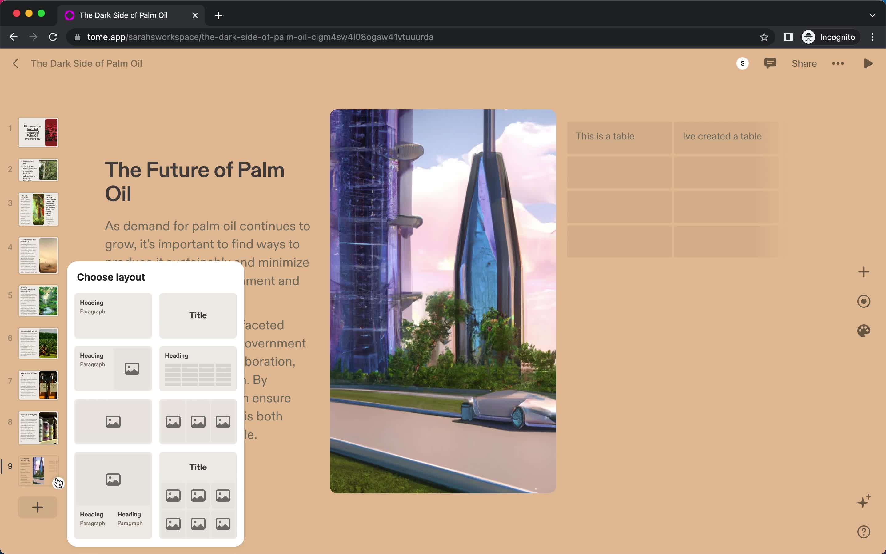 Creating a presentation screenshot