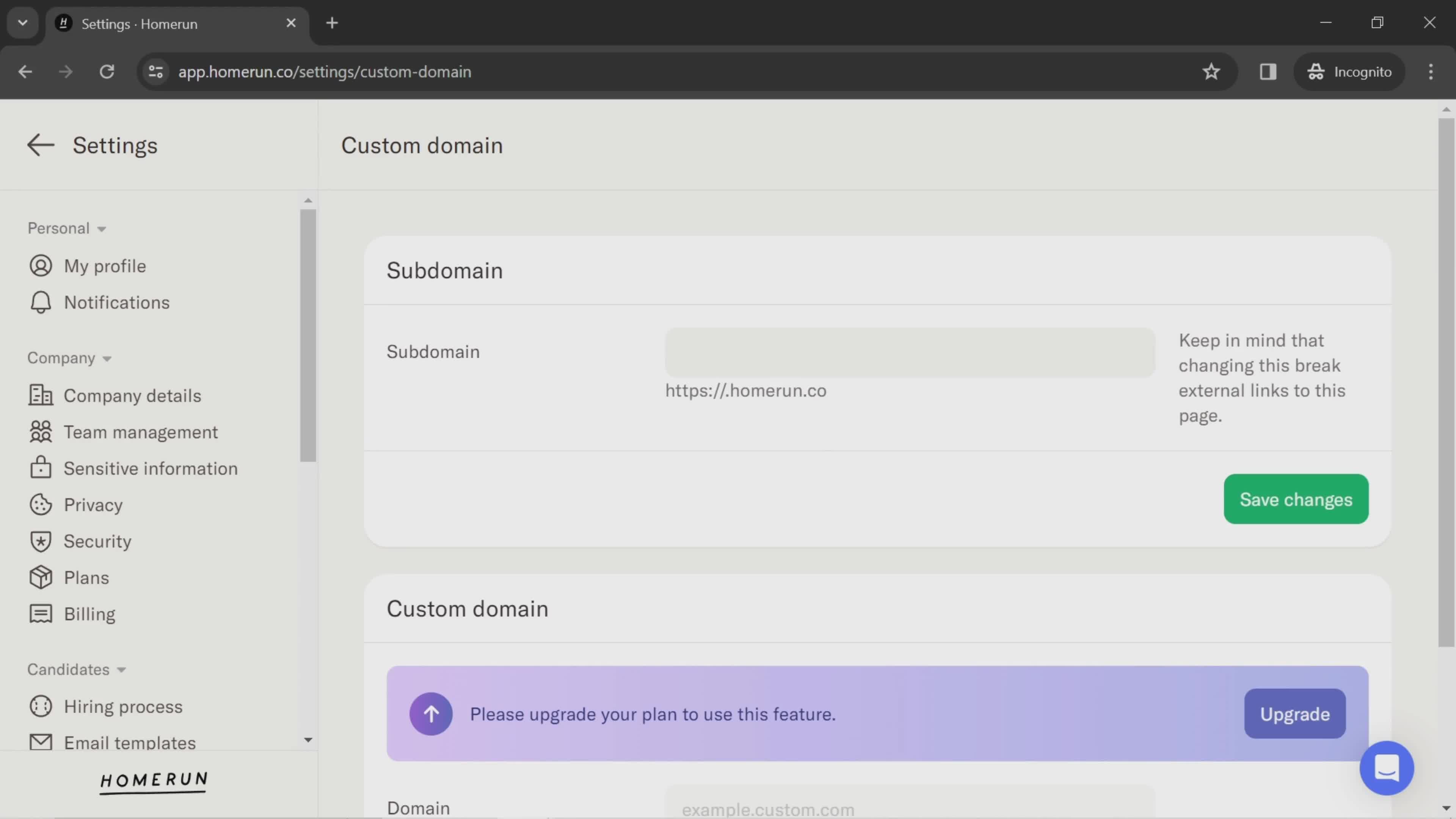 Customizing domain screenshot