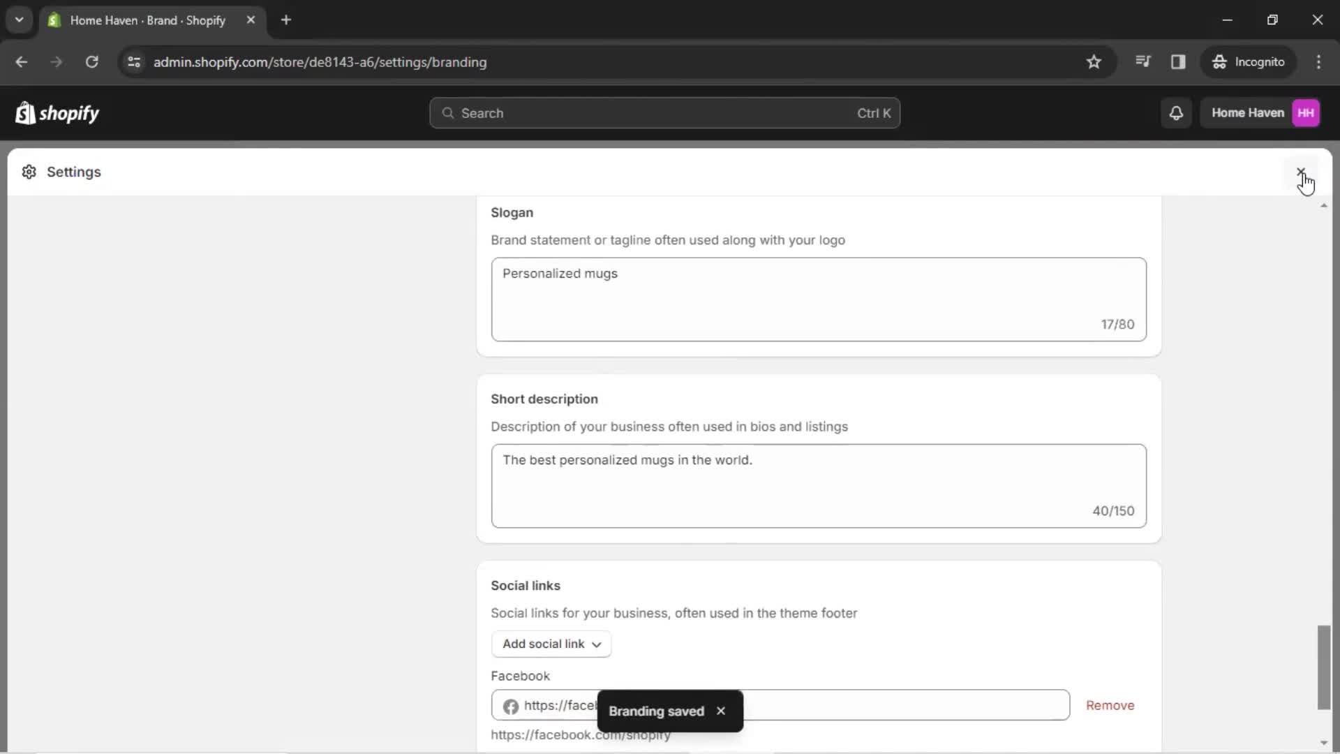 Customization settings on Shopify video thumbnail