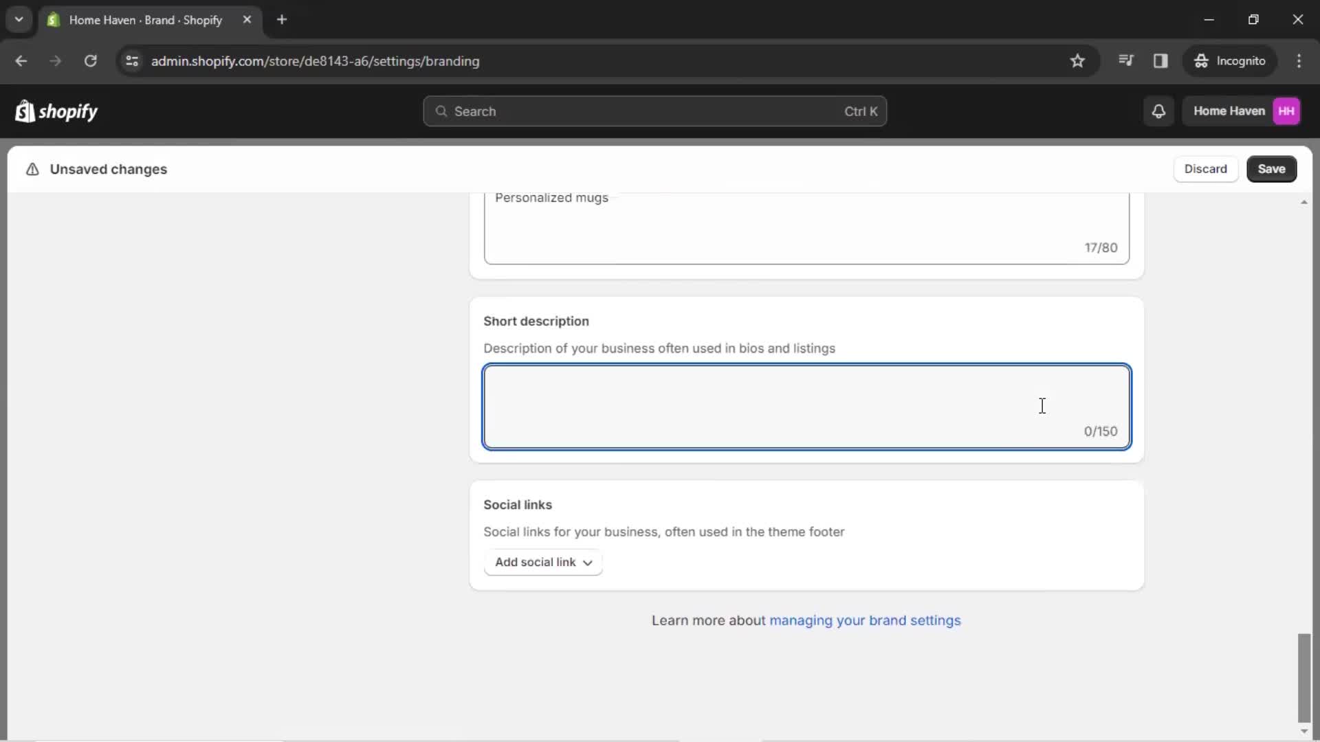 Customization settings on Shopify video thumbnail