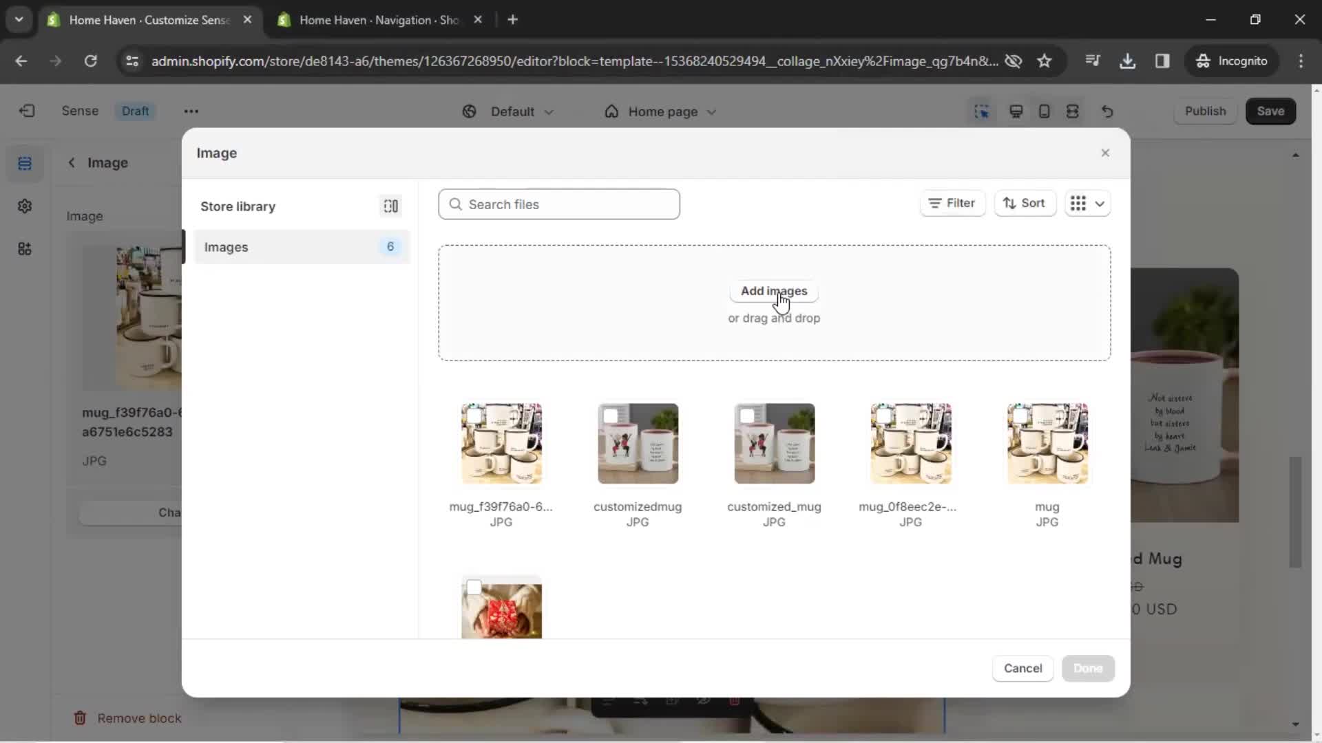 Customization settings on Shopify video thumbnail