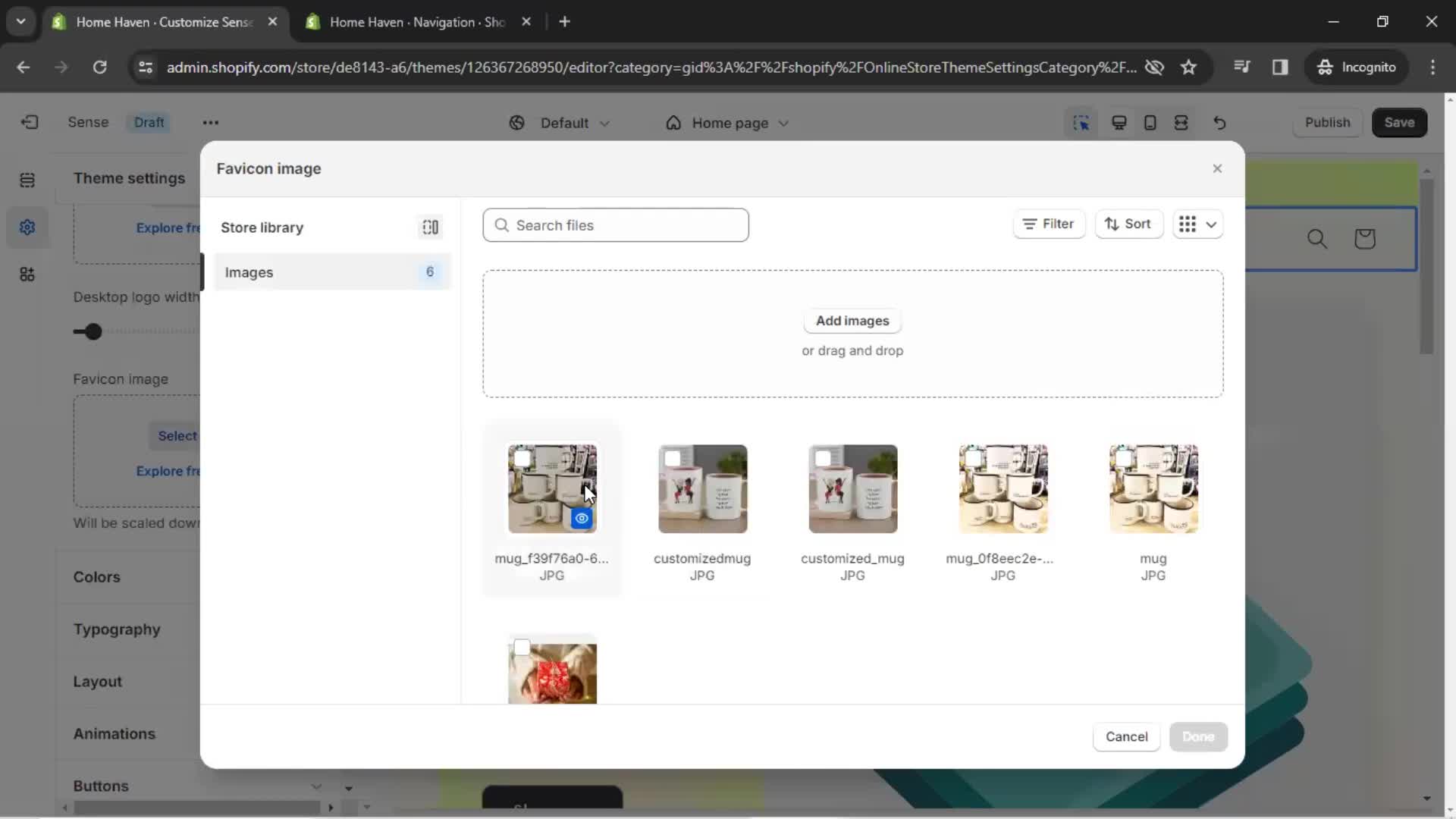 Customization settings on Shopify video thumbnail