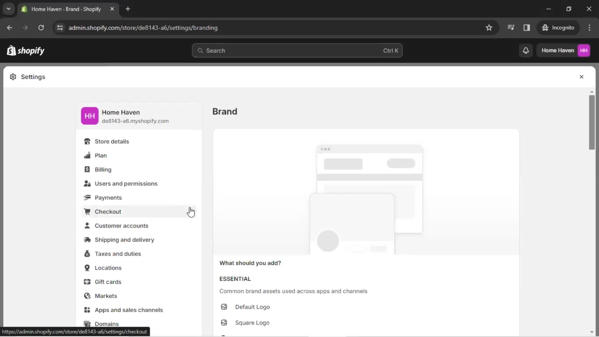 Customization settings on Shopify video thumbnail