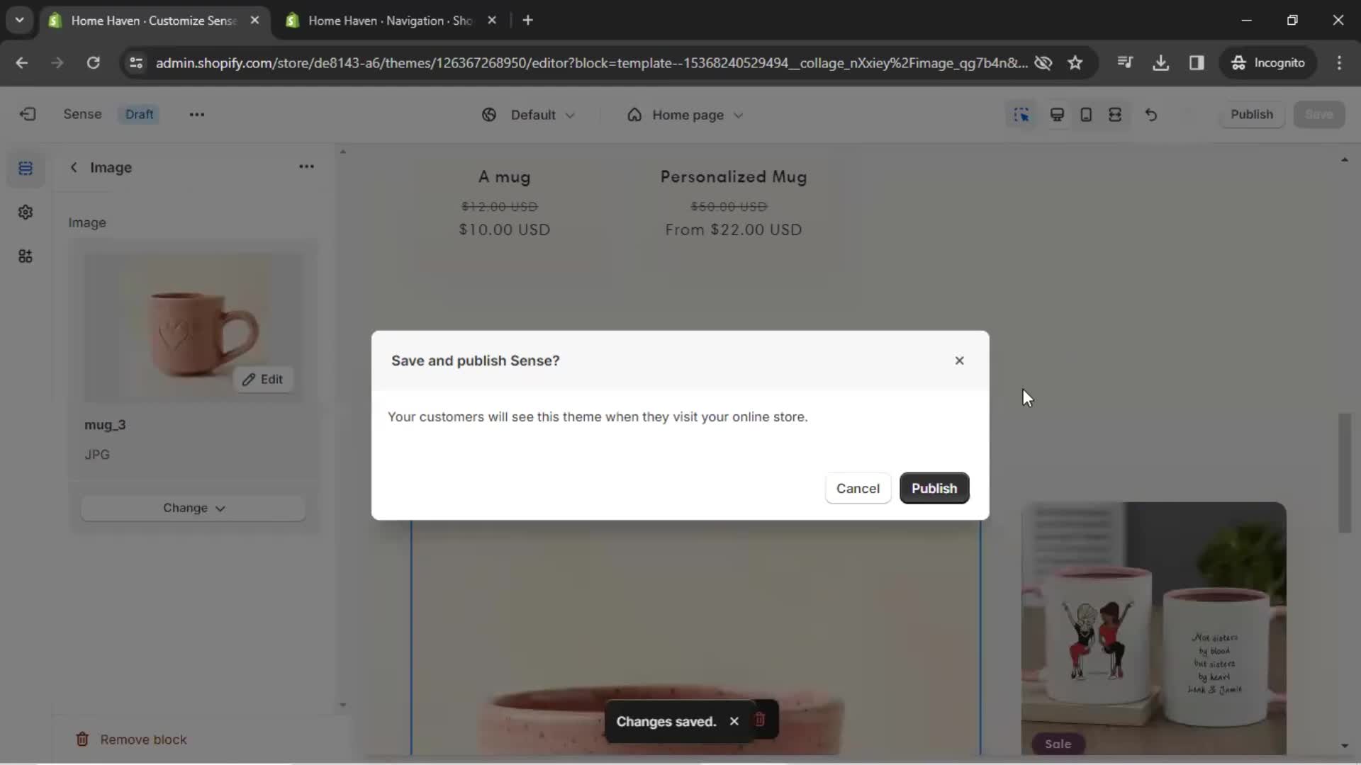 Customization settings on Shopify video thumbnail