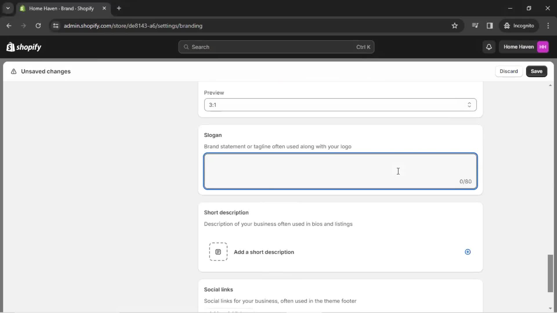 Customization settings on Shopify video thumbnail