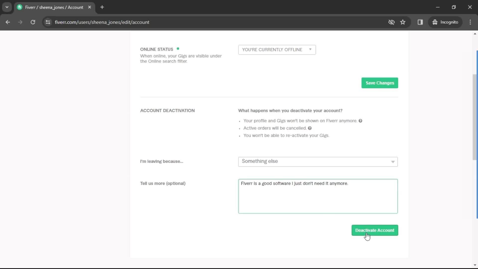 Deactivating your account on Fiverr video thumbnail