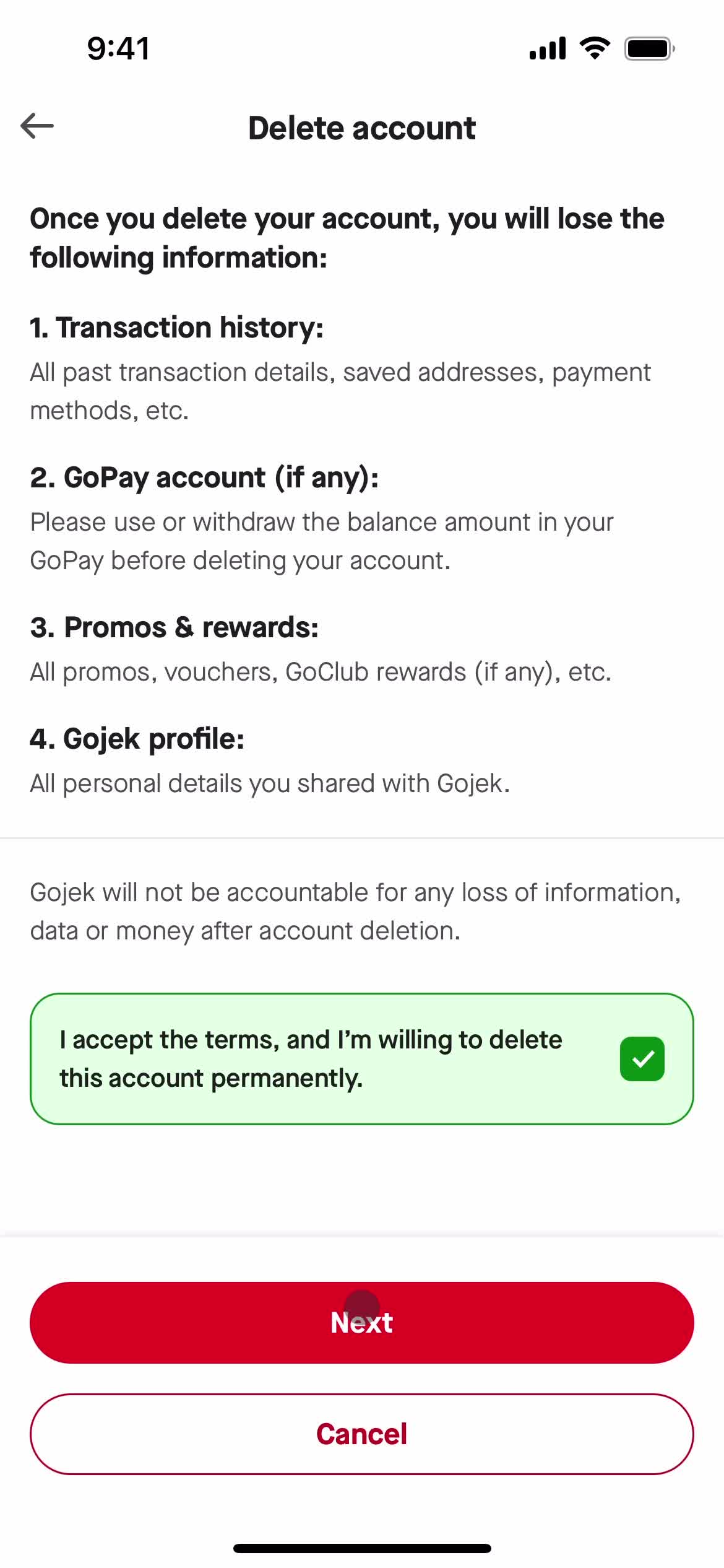 Deleting your account on Gojek video thumbnail