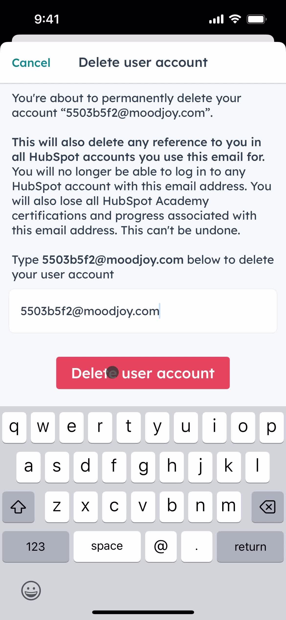 HubSpot CRM confirm delete screenshot