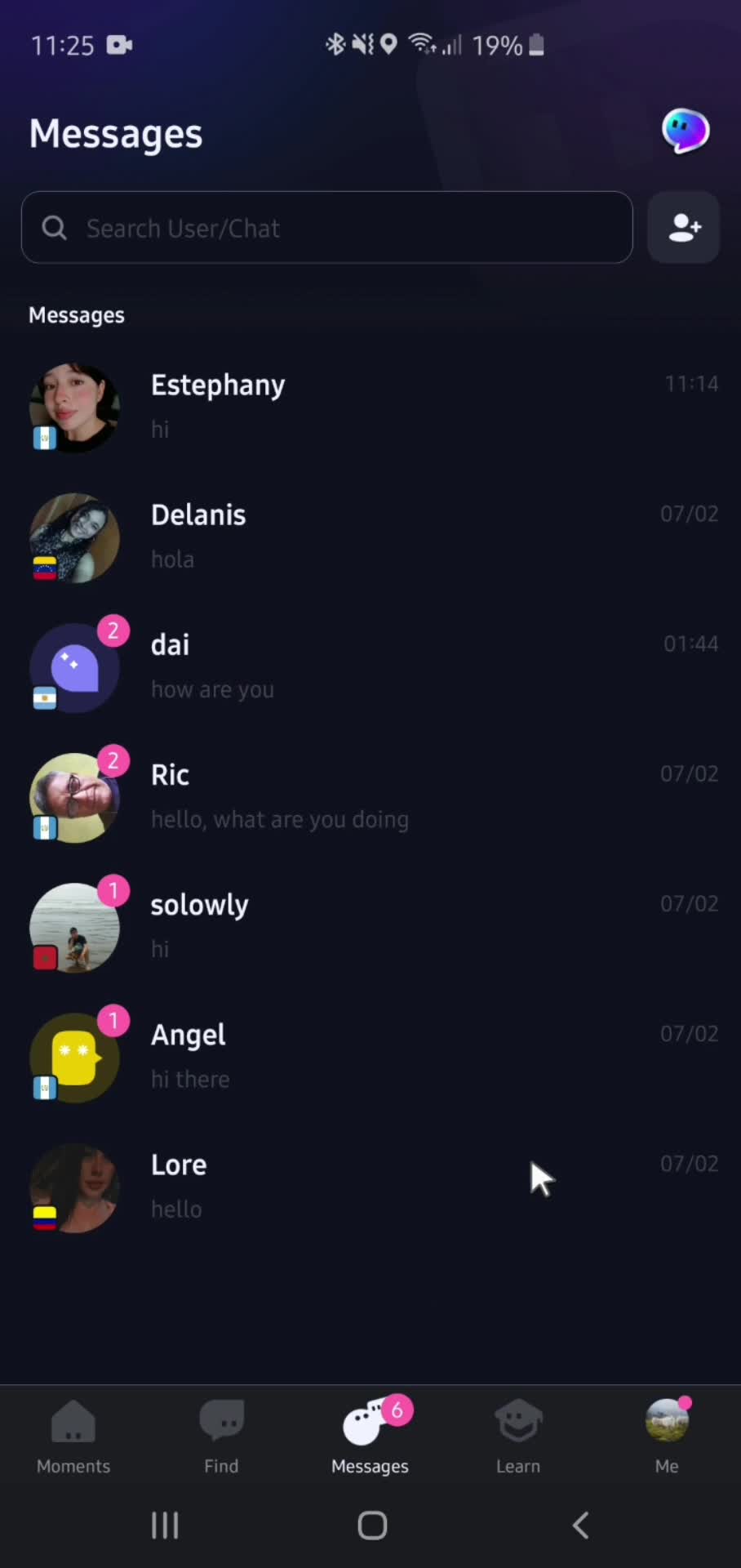 Deleting chat history screenshot