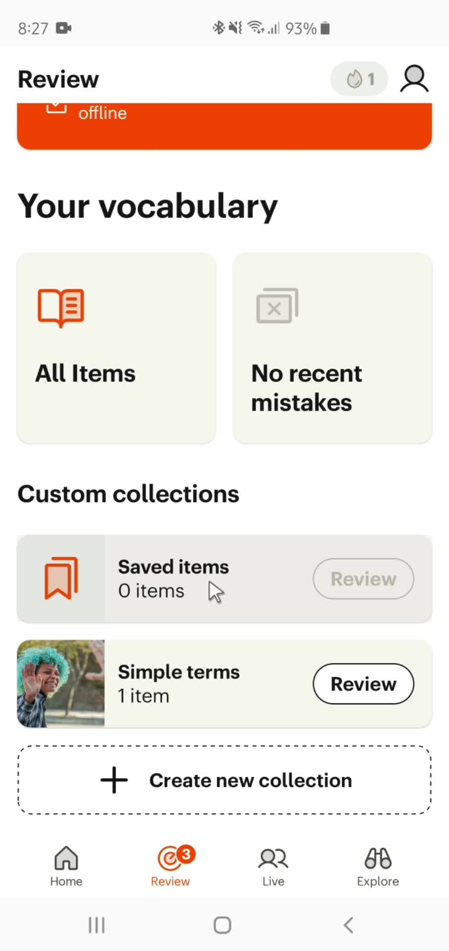 Deleting collection screenshot