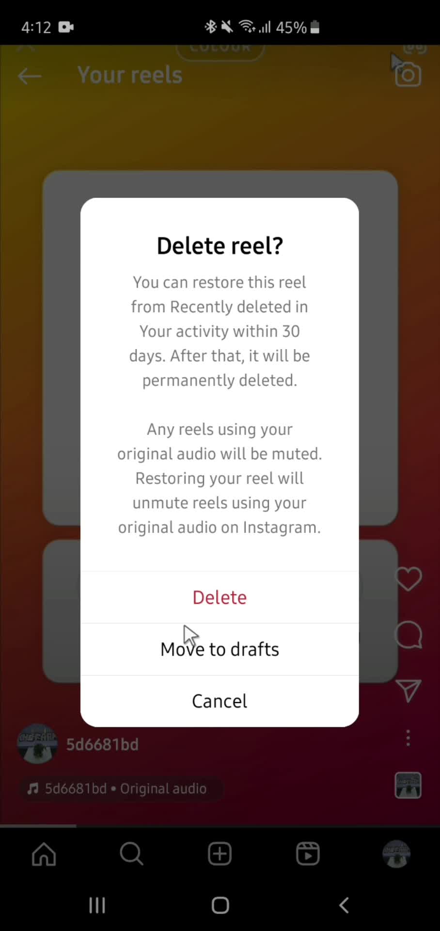 Deleting posts screenshot