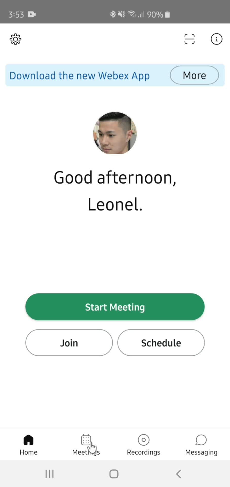 Deleting scheduled meeting screenshot