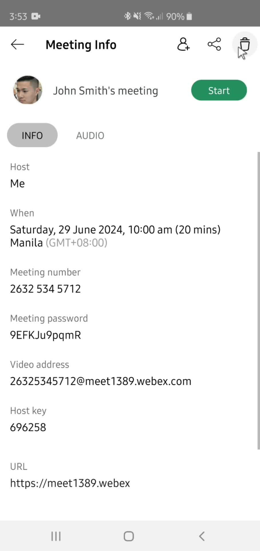 Deleting scheduled meeting on Webex video thumbnail