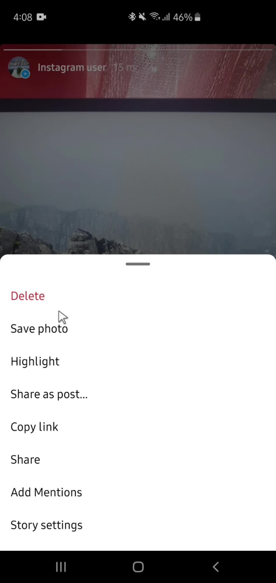 Deleting a story screenshot