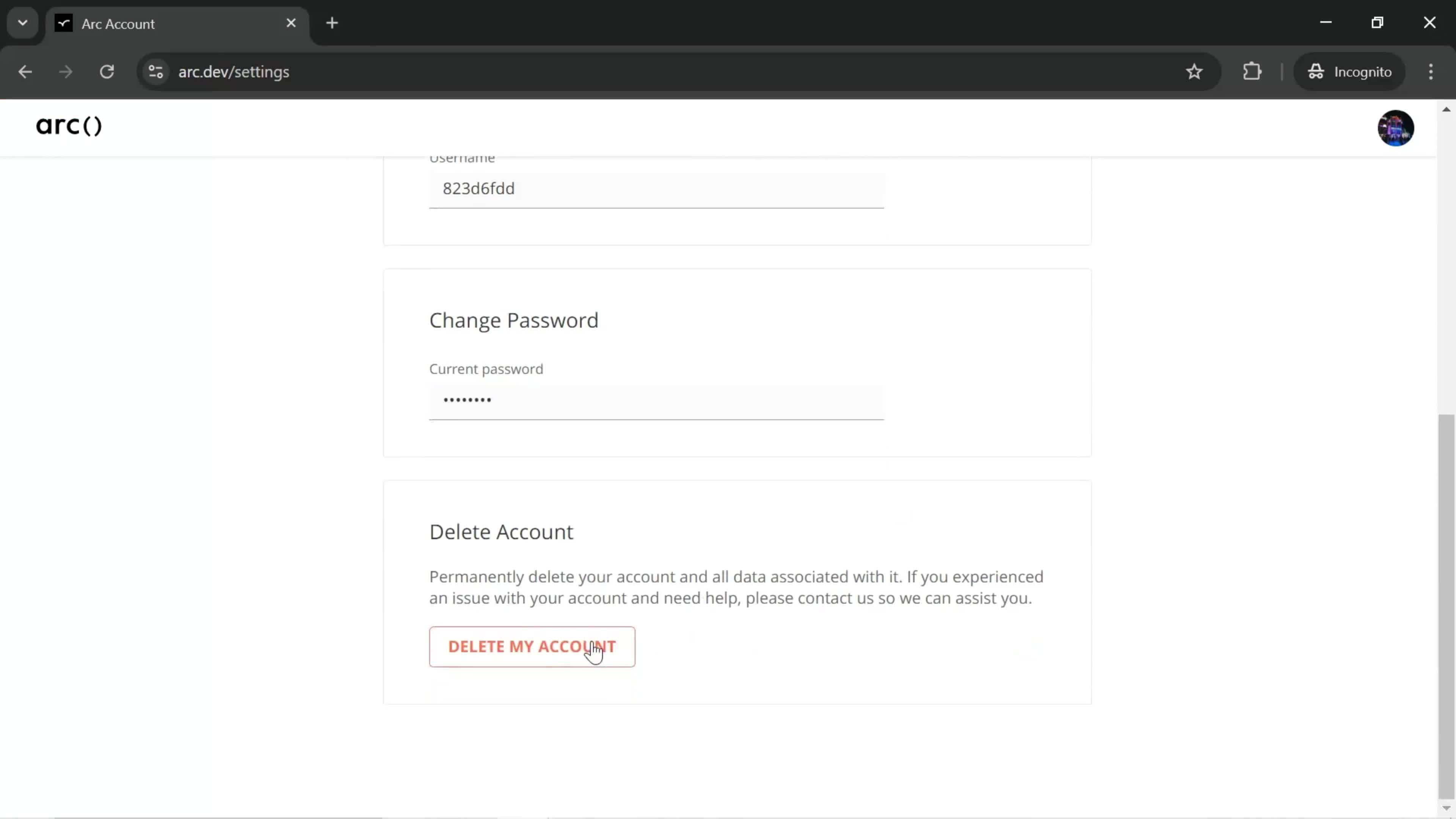 Deleting your account on Arc.dev video thumbnail