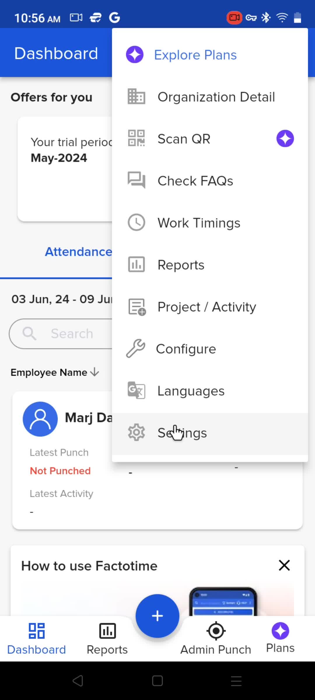 Adding departments screenshot