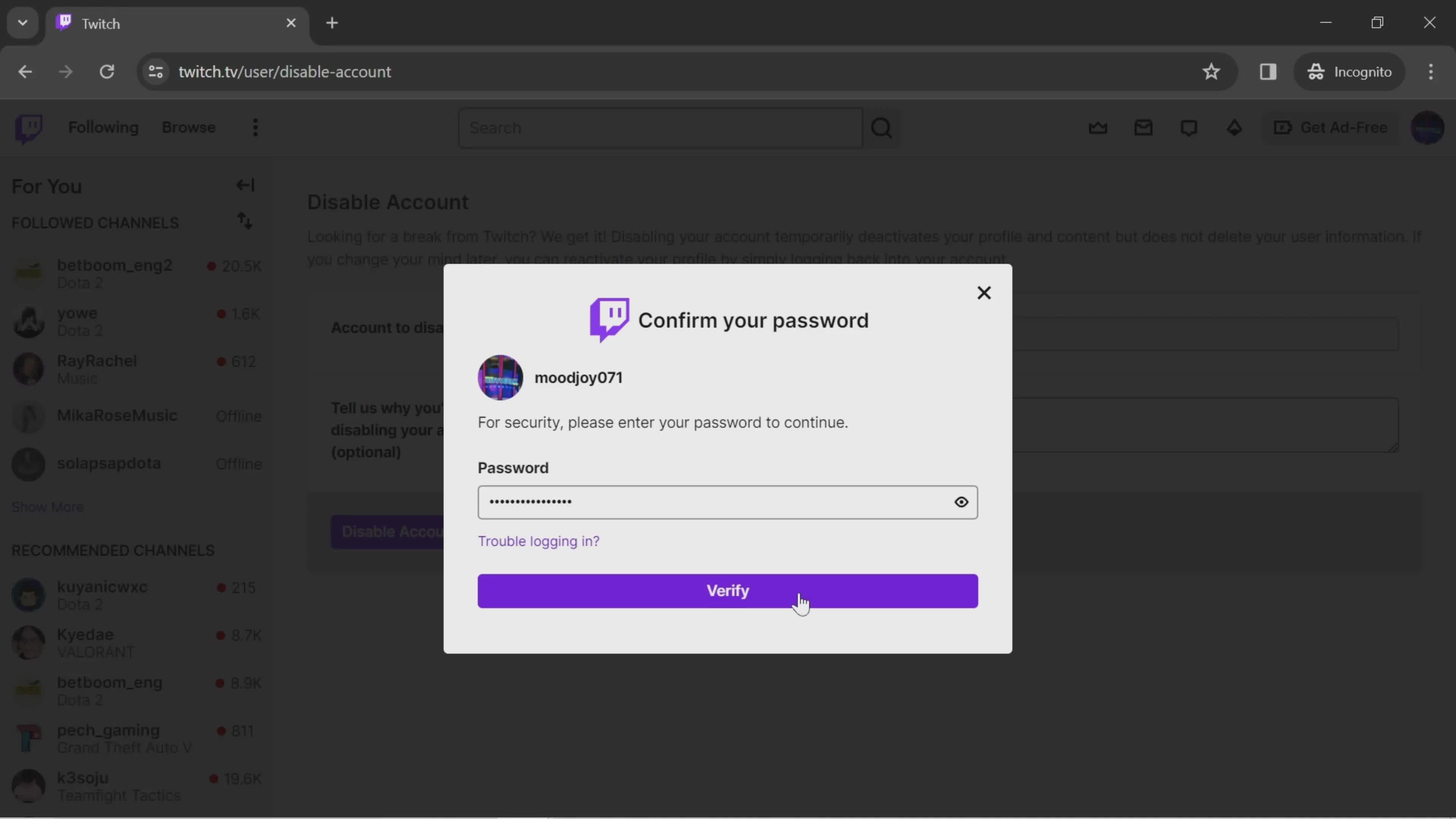 Disabling your account on Twitch video thumbnail