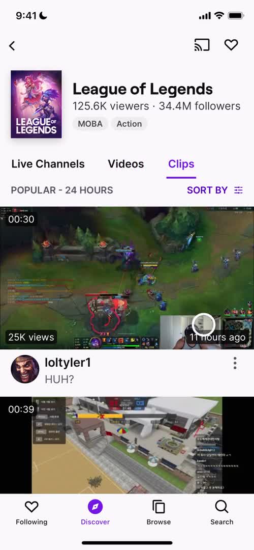 Discovering content on Twitch video thumbnail